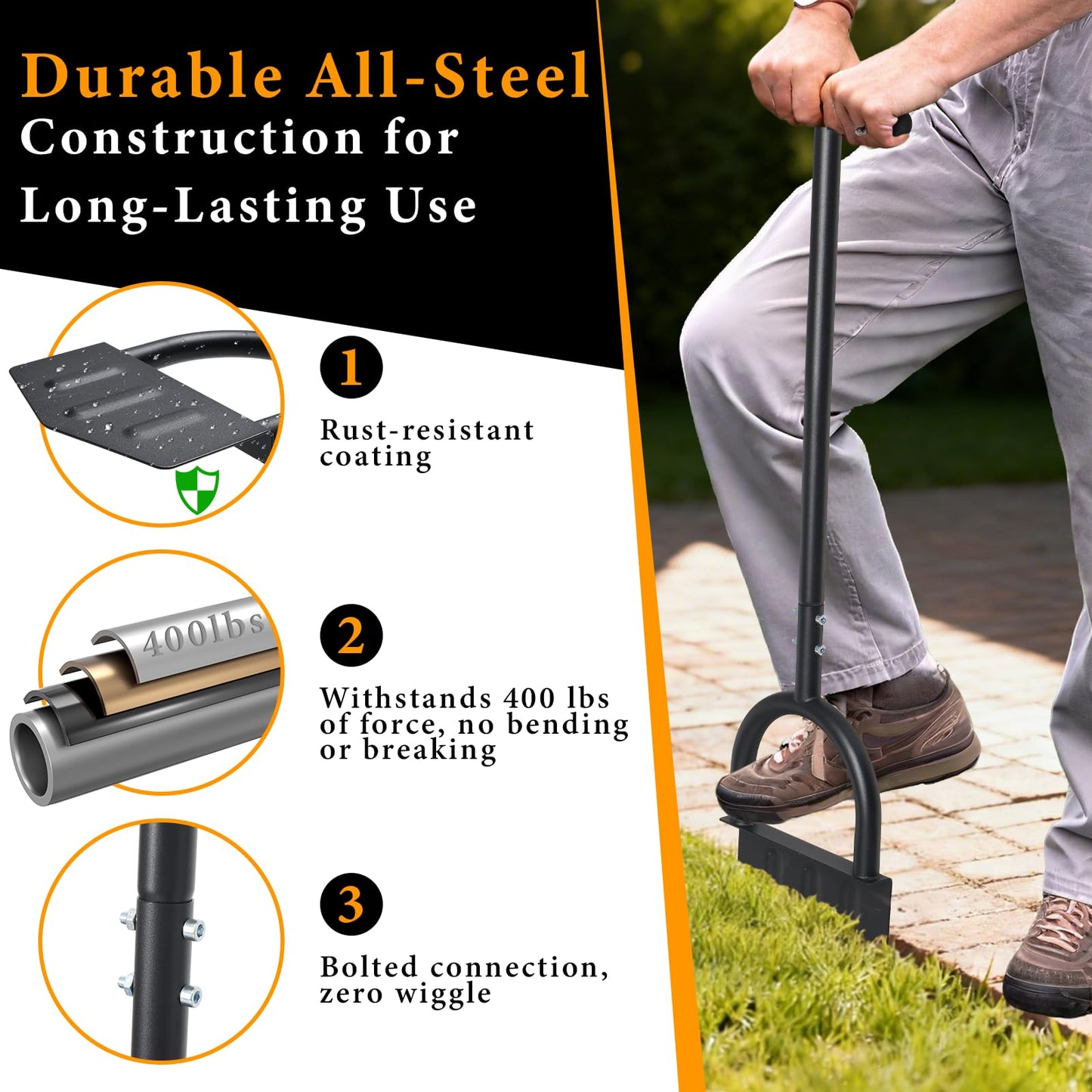 Manual Edger Lawn Tool, 39 Inch V-Shaped Garden Lawn Edger with Foot Pedal & T-Handle for Lawn Care, Heavy Duty Hand Lawn Edging for Driveway, Garden Bed, Sidewalk