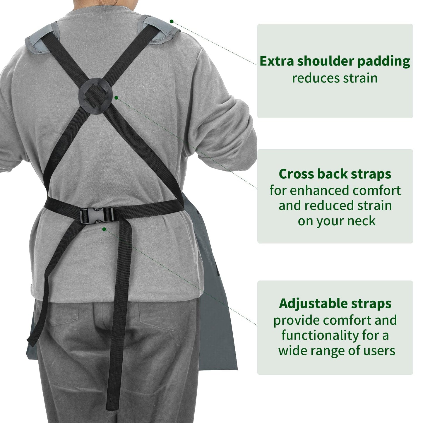 Garden Harvest Apron, Patioland Gray Adjustable Fruit Picking Apron w/Bottom Release Pocket,Gardening Apron with Gloves for Women & Men, Fruit Picking and Foraging Apron for Gardeners, Gardening Gifts