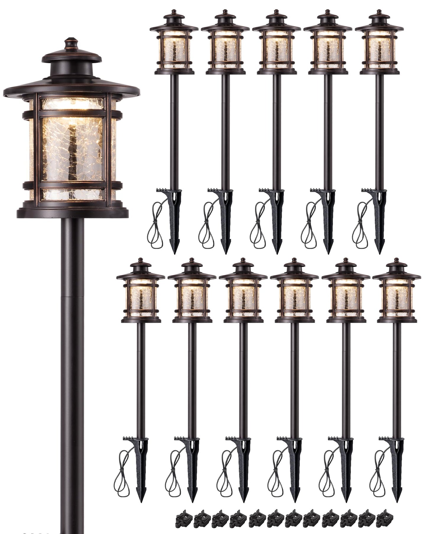 EDISHINE Low Voltage Pathway Lights, 3.4W 155LM 12V 3000K Outdoor Pathway Lights Wired, Waterproof Landscape Path Lights, 50,000H LED for Yard, Garden, Driveway, 12 Pack