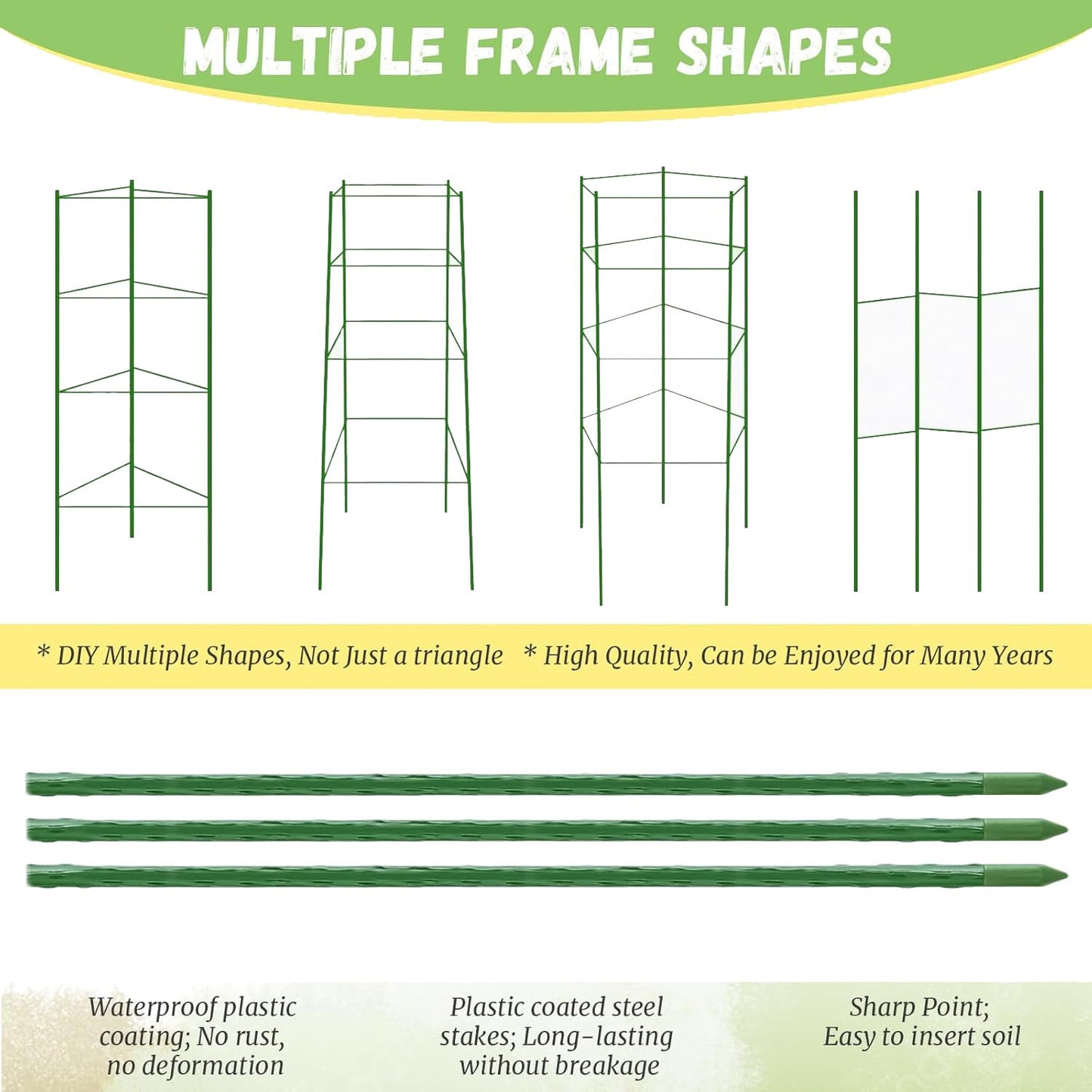 6 Pack Tomato Cage for Garden, 48 Inches Metal Garden Stakes, Plant Support Cages Trellis for Garden and Pots, Tomato Trellis for Potted Plants, Trellis for Climbing Plants Outdoor,Green