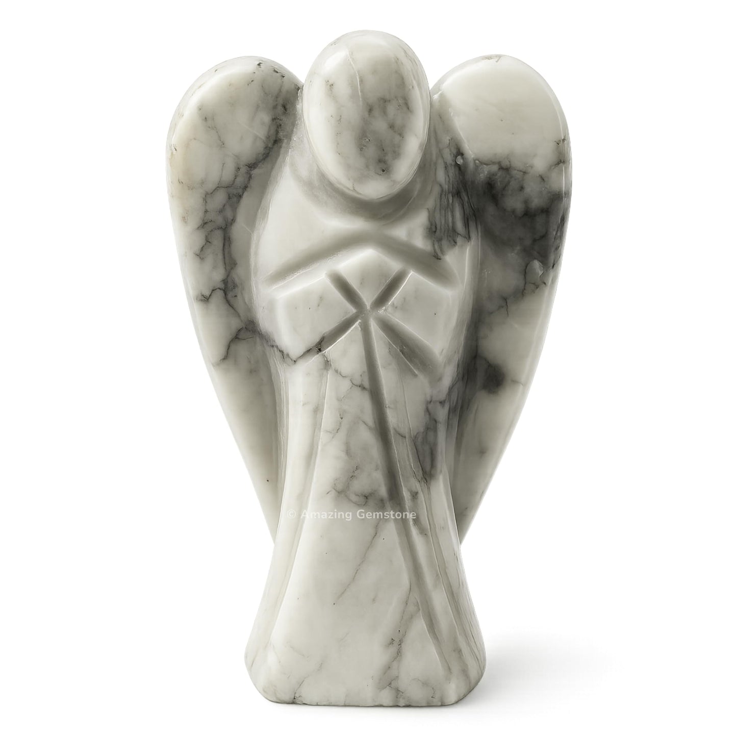 Amazing Gemstone Howlite Angel - Howlite Crystal Angel and Pocket Guardian Angel Crystal Figurines (1.5 inches)