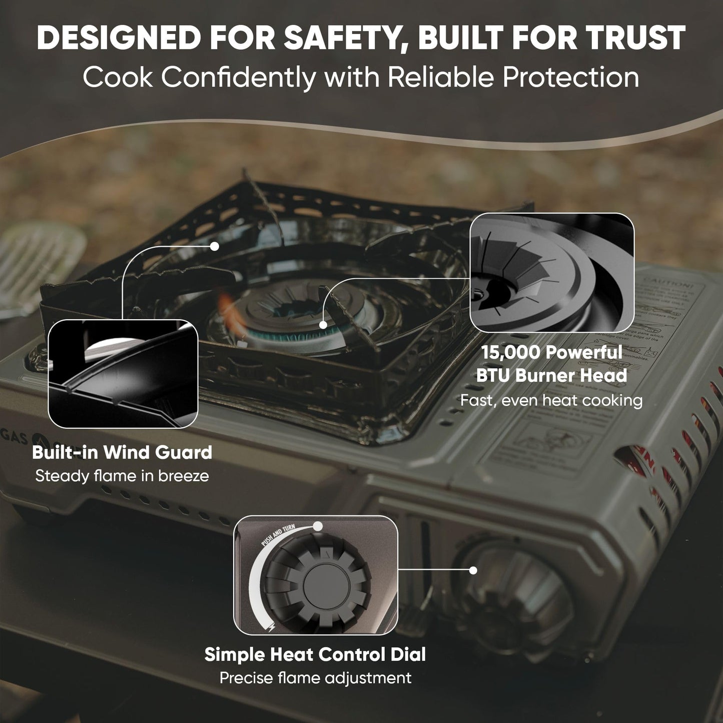GasOne GS-5900A 15,000 BTU Portable Butane Camping Stove with Heavy Duty Case: Automatic Ignition, High Output, Precise Heat Control - Camping & Tailgating and Outdoor Cooking