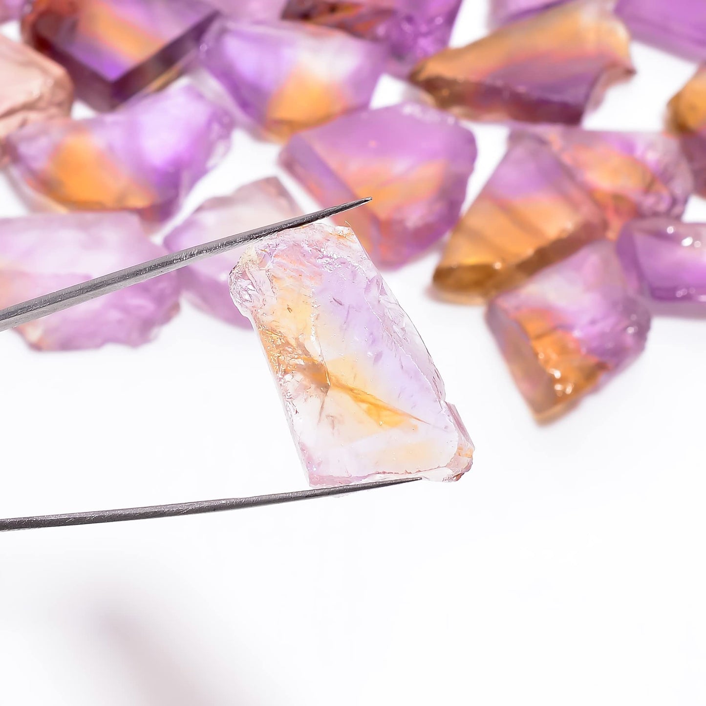 Natural Ametrine Raw Slice Gemstone- Healing Crystals for DIY Jewelry Making -Loose Natural Cabochon -Perfect for Crafting Unique Jewelry Designs (5 pcs, 25-35 mm)