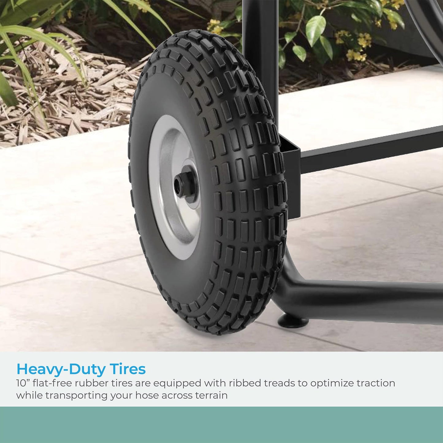 Suncast 200' Pro Hose Reel Cart with Flat-Free Rubber Tires, Outdoor Weather-Resistant Steel Garden Hose Reel Cart, 200' of 5/8" Hose Capacity, Made in the USA