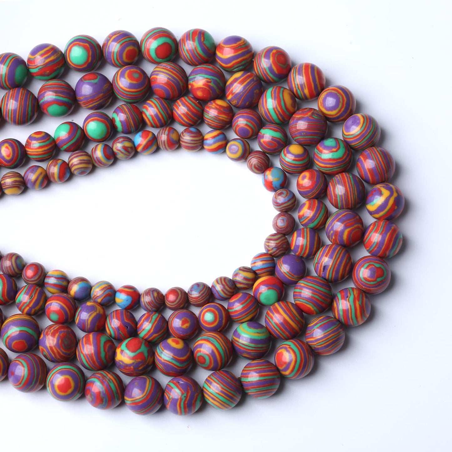 90pcs 4mm Natural Stone Beads Rainbow Malachite Round Loose Beads for Jewelry Making DIY Bracelet Crystal Energy Healing Power Stone(4mm, Colorful Malachite)