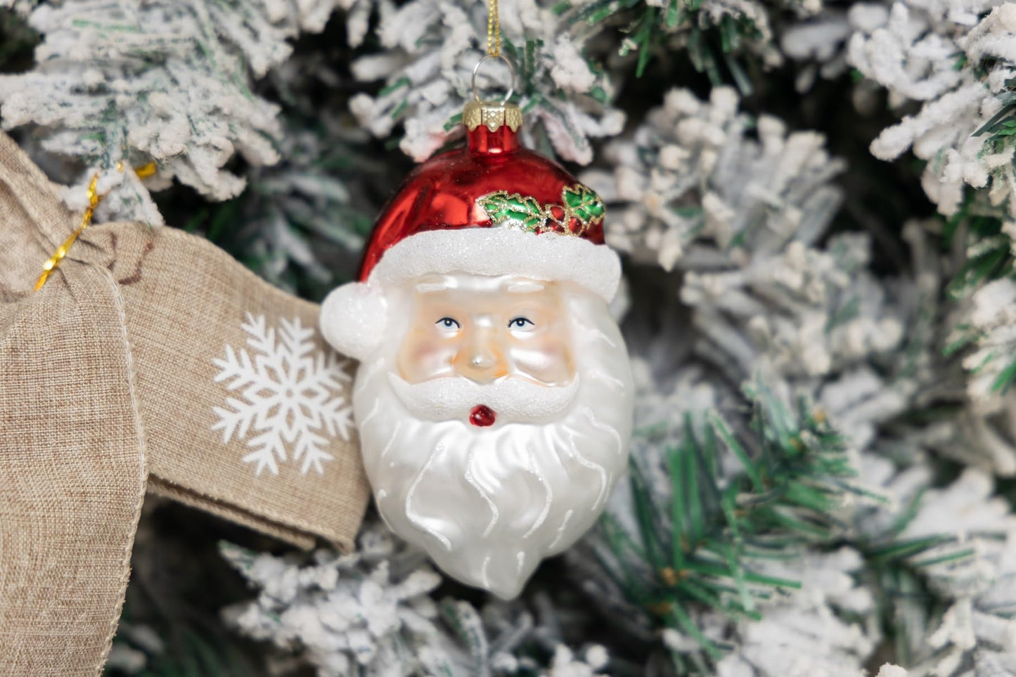 2 Count Glass Santa Head Christmas Ornament, Glass Santa Head Ornaments for Christmas Tree