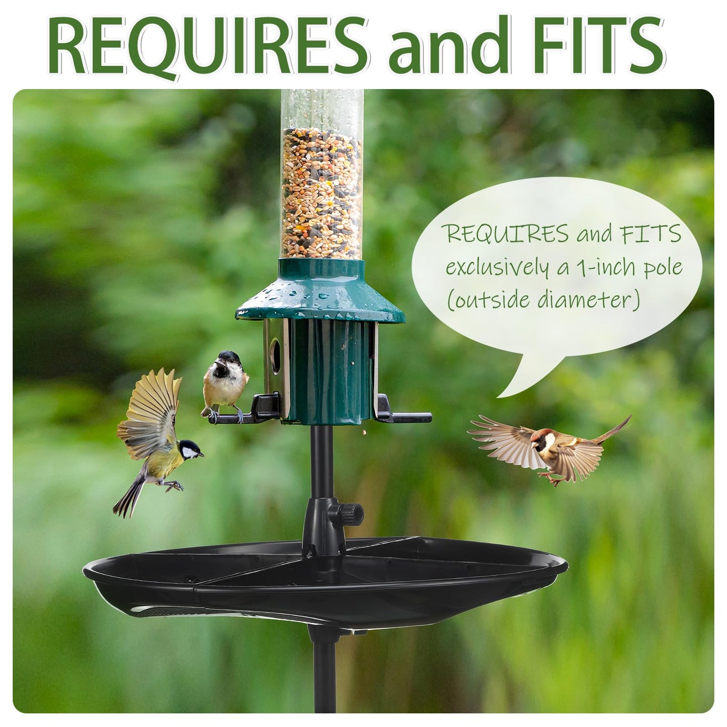 Geelin 21'' Plastic Bird Seed Catcher Tray for 1'' Outdoor Pole Feeders, Removable Bird Seed Catcher Tray for Hummingbird Bee Feeders Outdoors, Backyard, Garden, Not Included Pole