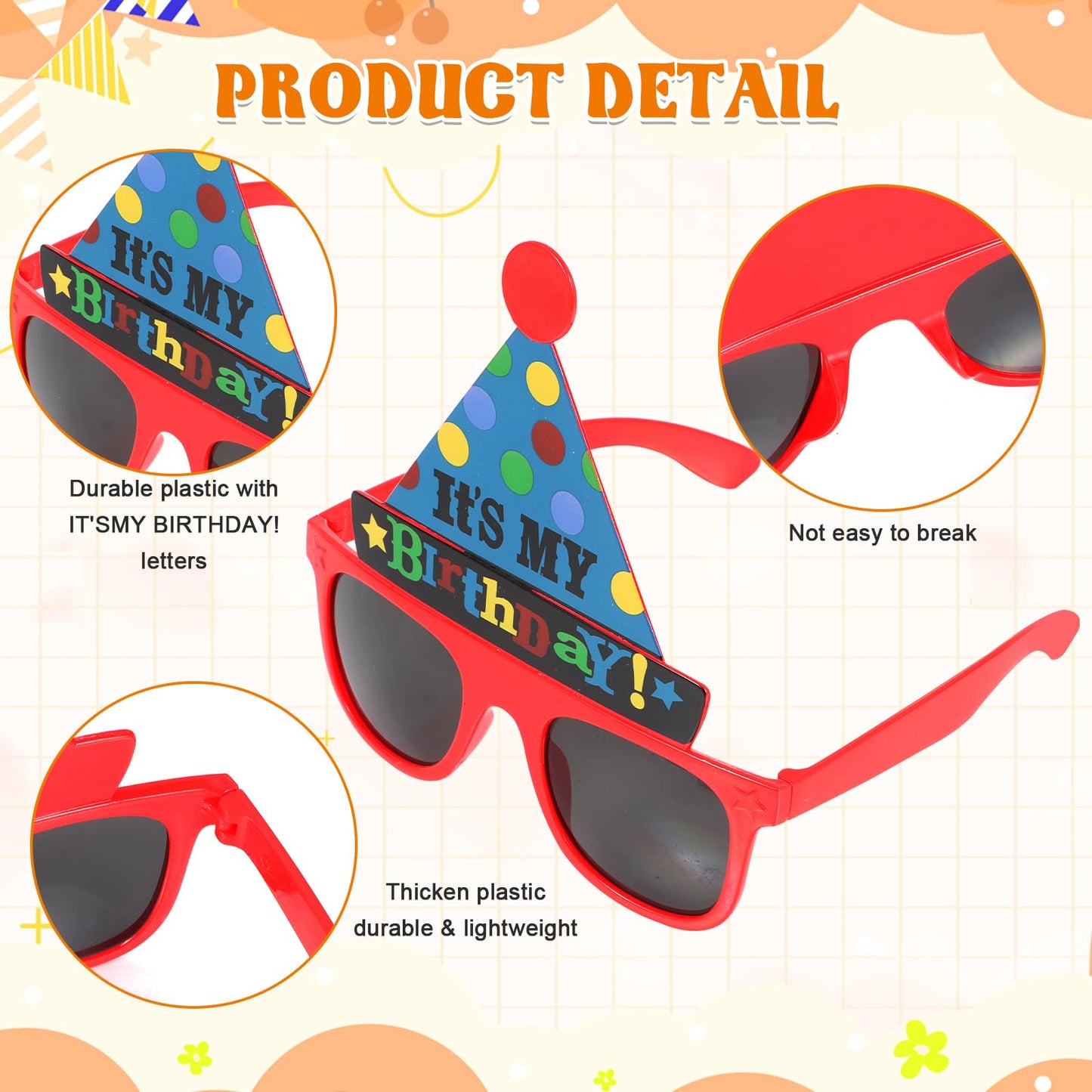 NICOWARM 12pcs Birthday Glasses, Happy Birthday Sunglasses, Novelty Funny Photo Booth Props for Happy Birthday Party, Birthday Sunglasses for Adults Birthday Party Supplies
