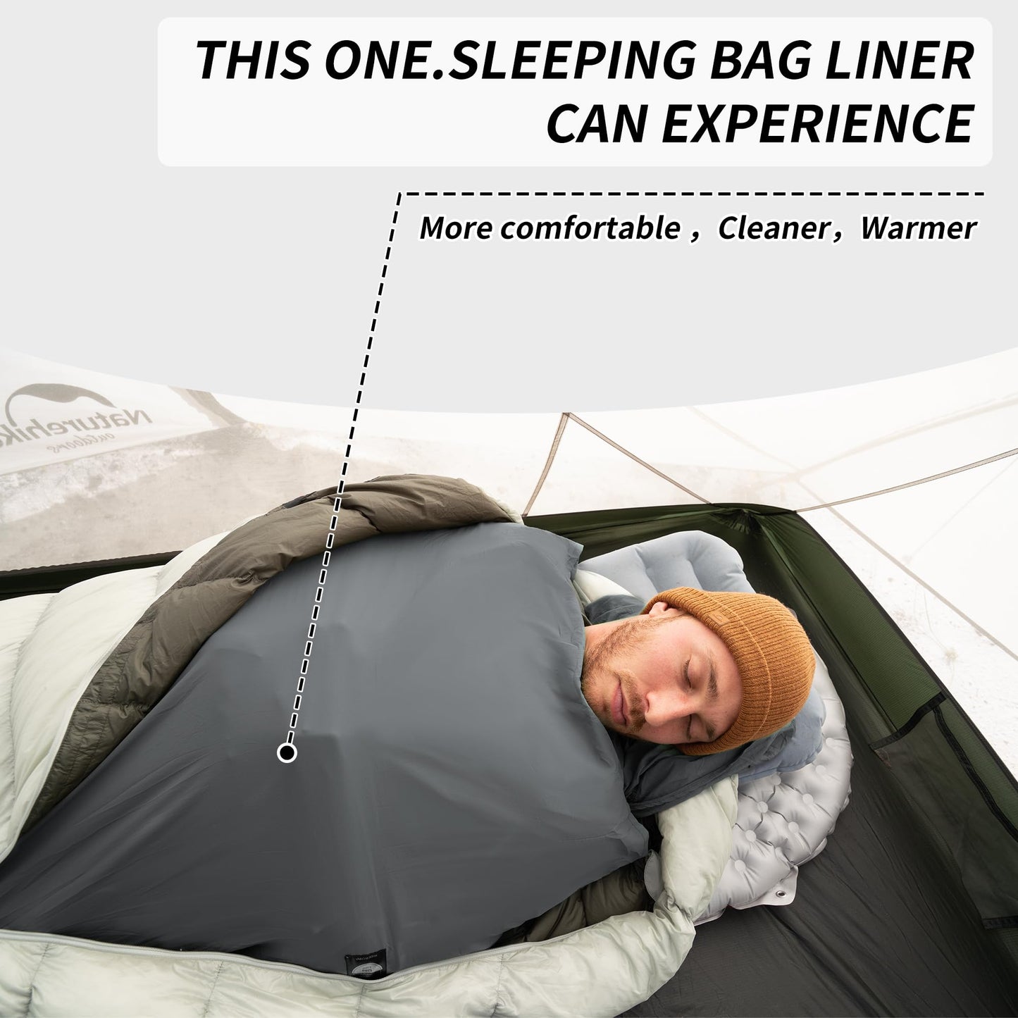 Naturehike 4.5oz Ultralight Washable Sleeping Bag Liner, Lightweight Adult Sleep Sack & Travel Sheets for Backpacking, Hotel, Camping, Hostels, ZY20 Blue