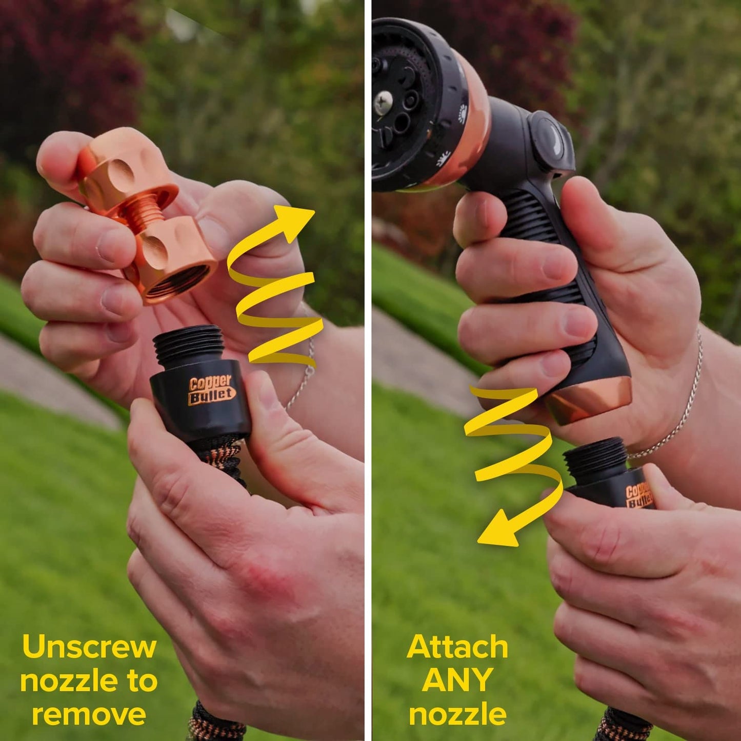 Pocket Hose 25 FT Copper Bullet Expandable Garden Hose w/10 Pattern Thumb Spray Nozzle AS SEEN ON TV 650psi 3/4 in Patented Lead-Free Ultra-Lightweight Solid Copper Anodized Aluminum
