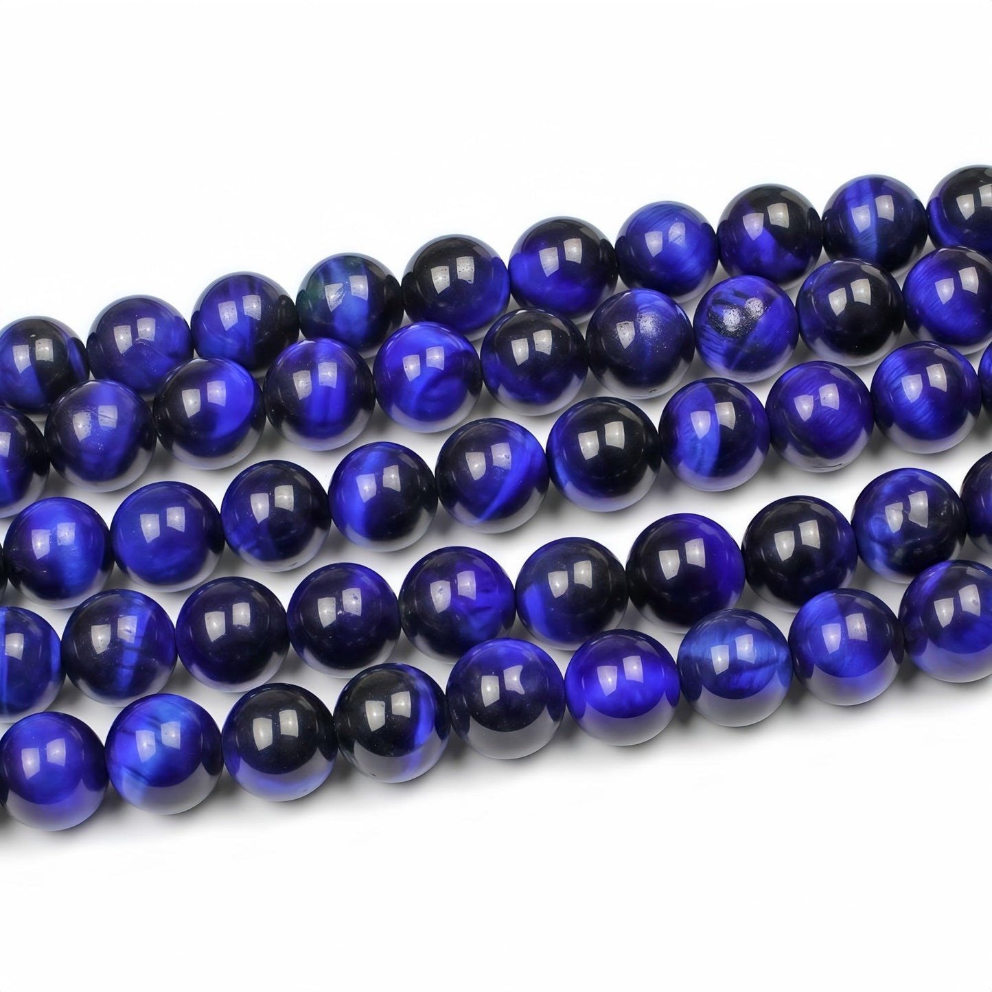 MJDCB Stone Beads 8mm 43pcs Round Sapphire Blue Tiger's Eye Loose Gemstone Bead Charms for Jewelry Making Bracelet Necklace Earring Pendant