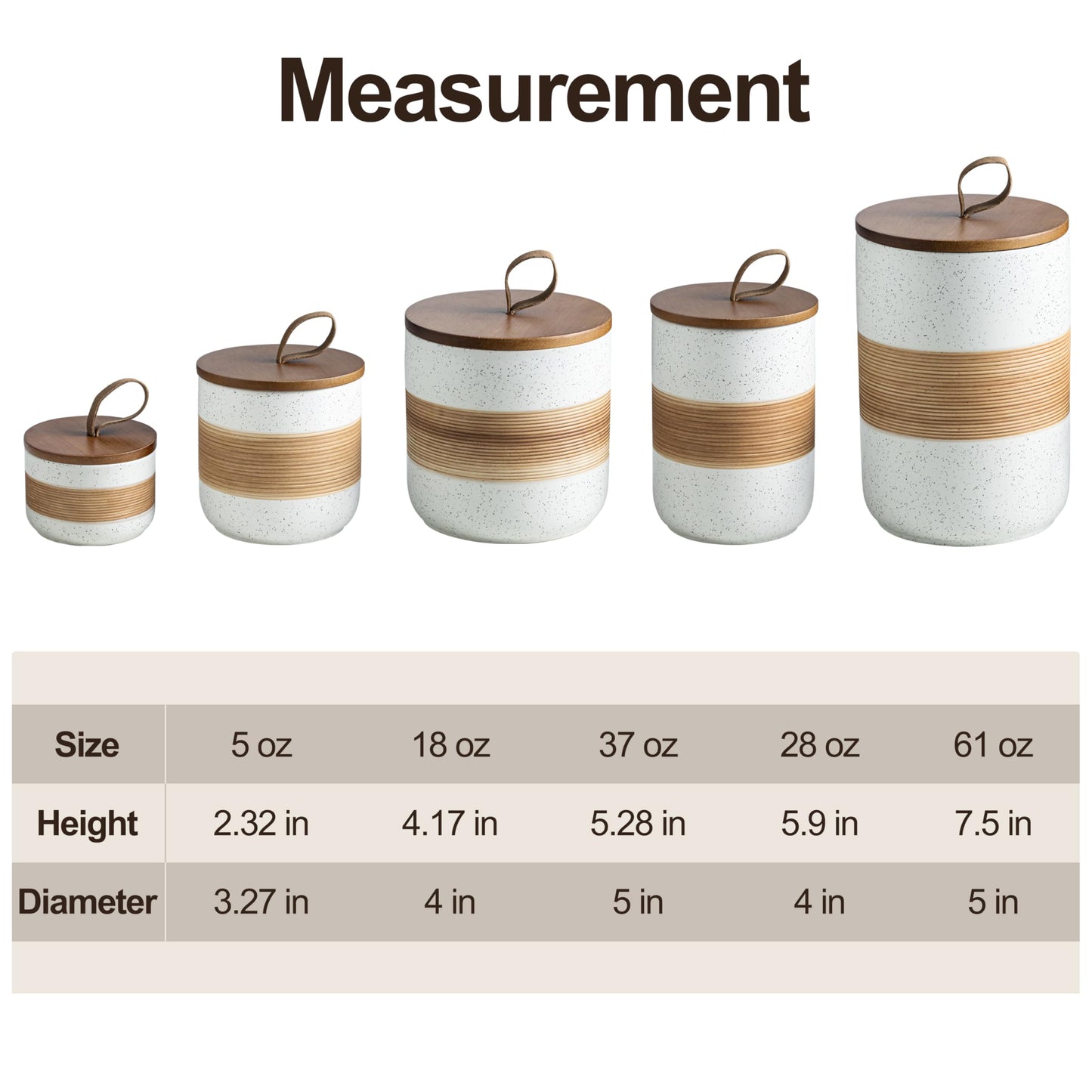 Miamolo Ceramic Jar with Lid, Coffee Container Kitchen Food Storage Jars for Spice Sugar Tea Bag, Stackable Decorative Jars for Countertop, White & 18 fl.oz
