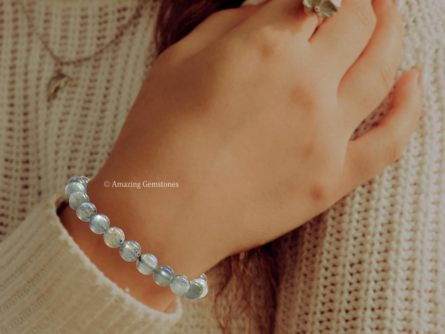 Amazing Gemstone Crystal Bracelet for Women Men's Gifts - Protection Healing Crystal Bracelet - 8mm Gemstone Beaded Stretchable Bracelet Pulseras Para Hombres Mujer Stocking Stuffers Mothers Day Gift (Labradorite)