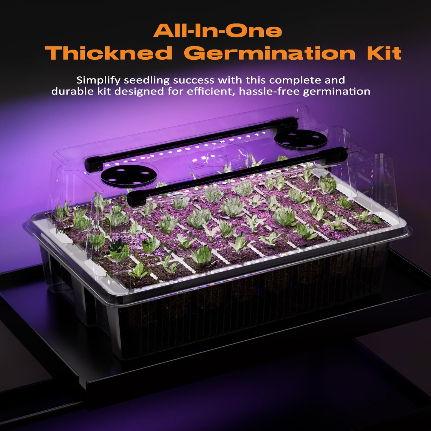 Patigrow 80-Cell Self-Watering Seed Starter Tray with Grow Light, Seed Starter Kit with 4.07” Humidity Dome, Indoor Seedling Starter Tray, Seed Starting Trays for Plant Germination, Seeds Growing