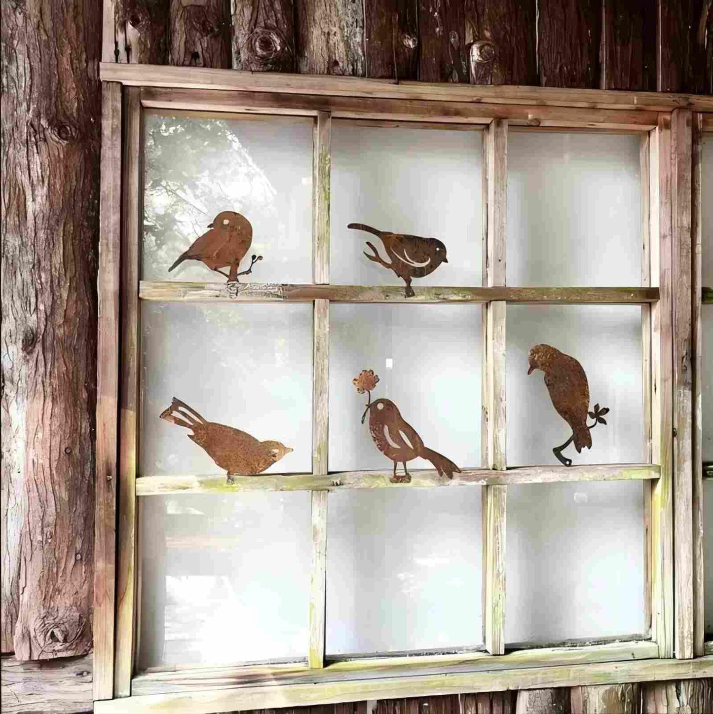 JDHTMTCBGX 5PCS Rusty Metal Bird Garden Decor, Spring Yard Art Decorations for Outdoor Fence, Lawn & Patio – Unique Outdoor Ornaments