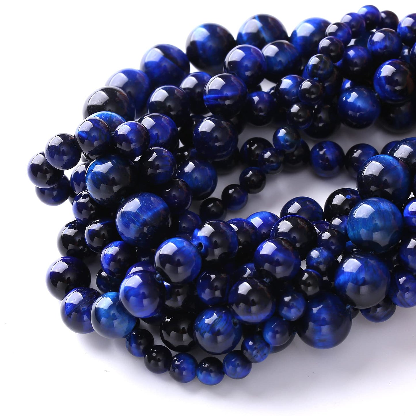 8mm 45PCS Natural Stone Lapis Blue Tiger Eye Beads 5A Quality Spacer Loose Beads for Jewelry Making DIY Bracelet Accessories