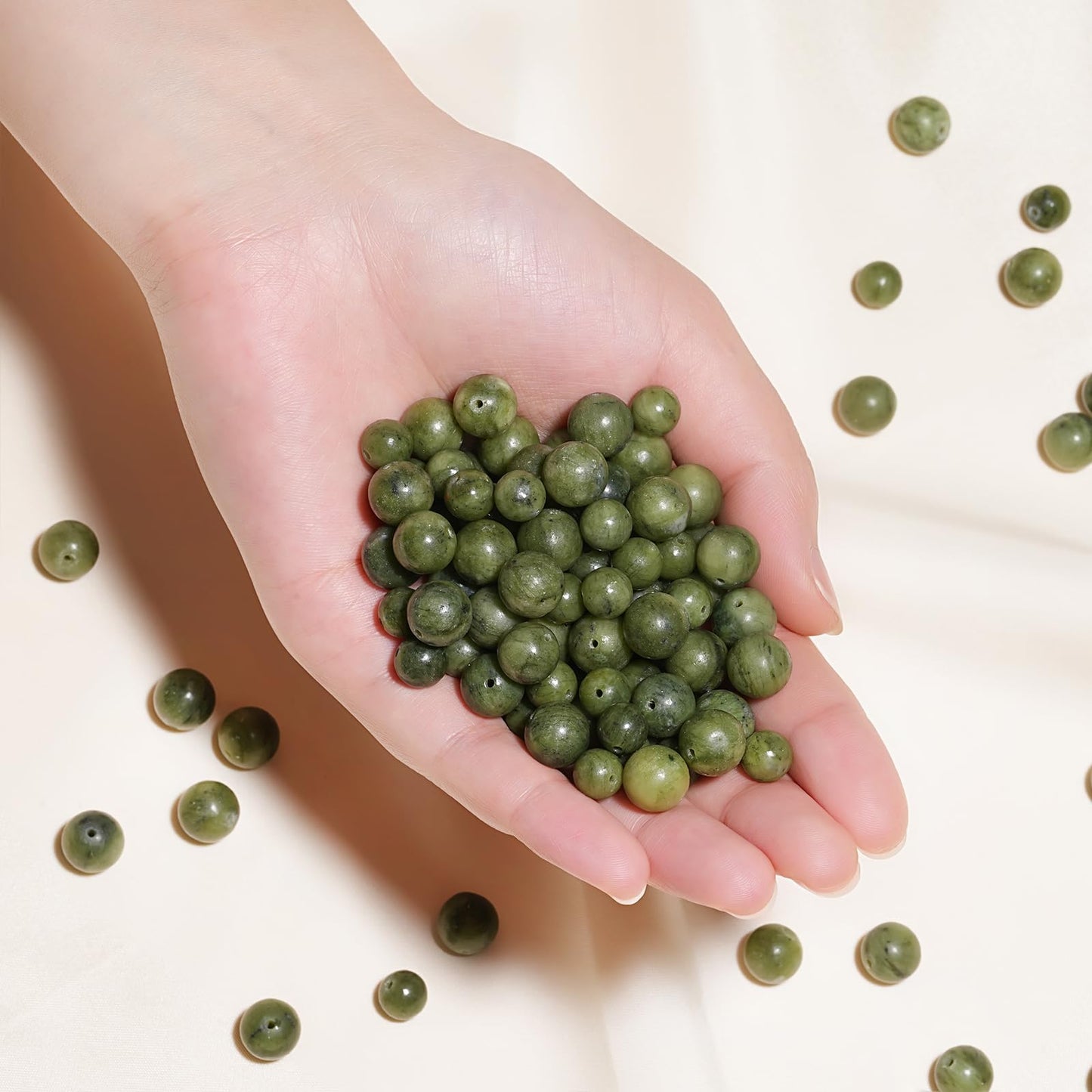 8mm Natural Taiwan Jade Gemstone Beads Polished Round Smooth Stone Beads for Bracelets Jewelry Making 15inch Loose Beads