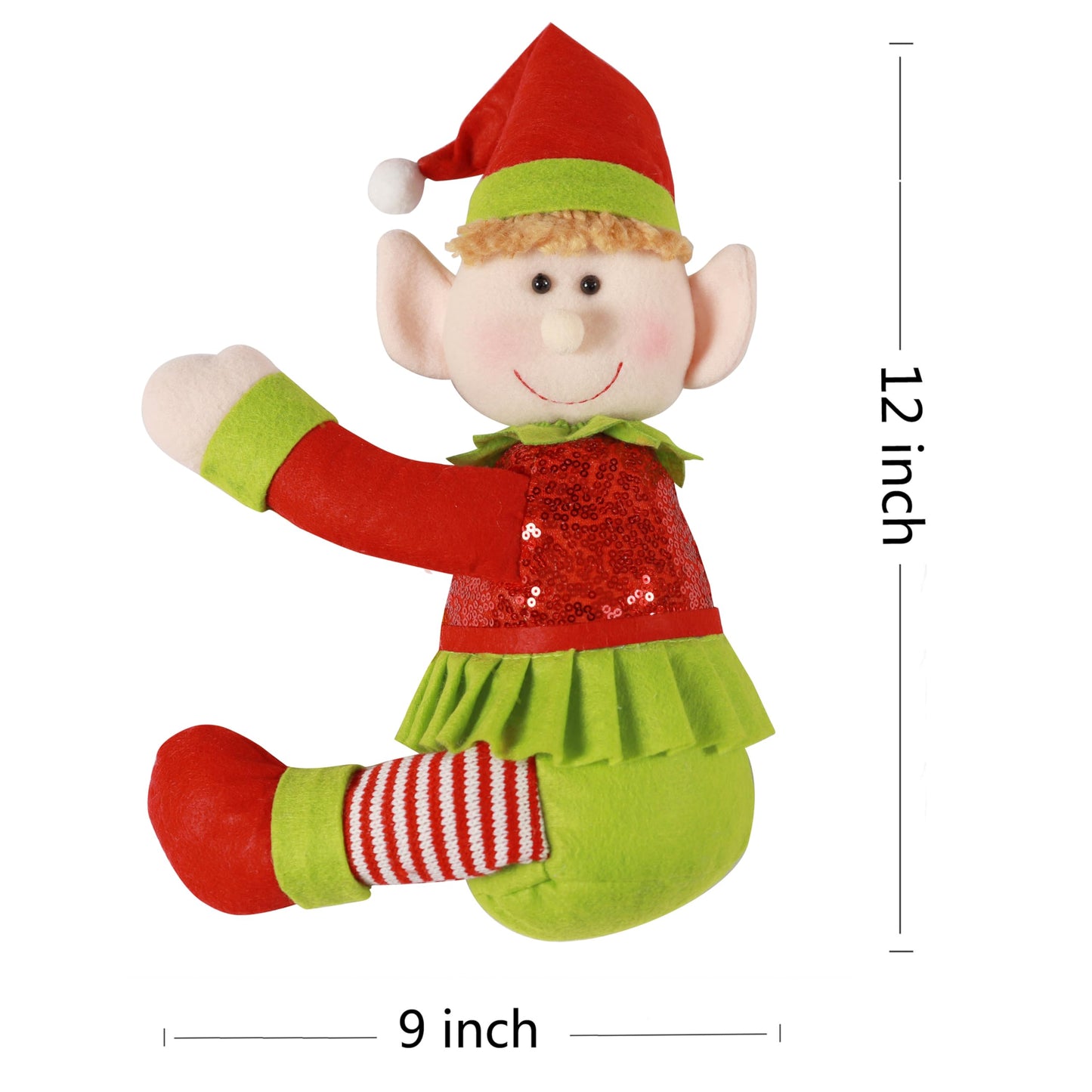 Elf Tree Topper Christmas Decorations,Unique Funny Xmas Plush Stuffed Elf Hugger Decor for Christmas Tree Wine Bottle Curtain Ornaments,Red Green