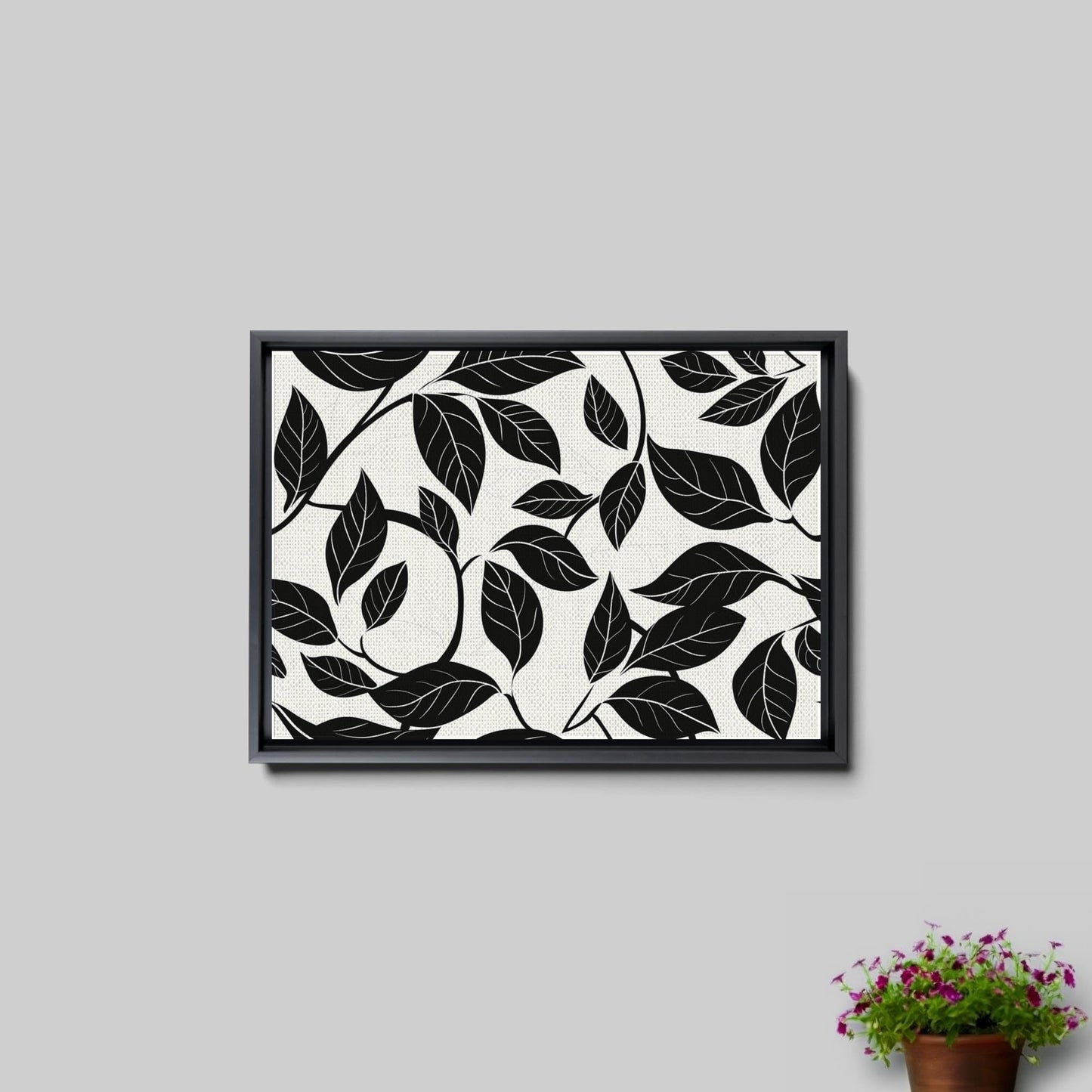 Canvas Print Scandinavian Folk Art Black and Beige Abstract Botanical Wall Art for Scandinavian Home Decor Decor Canvas, Wall