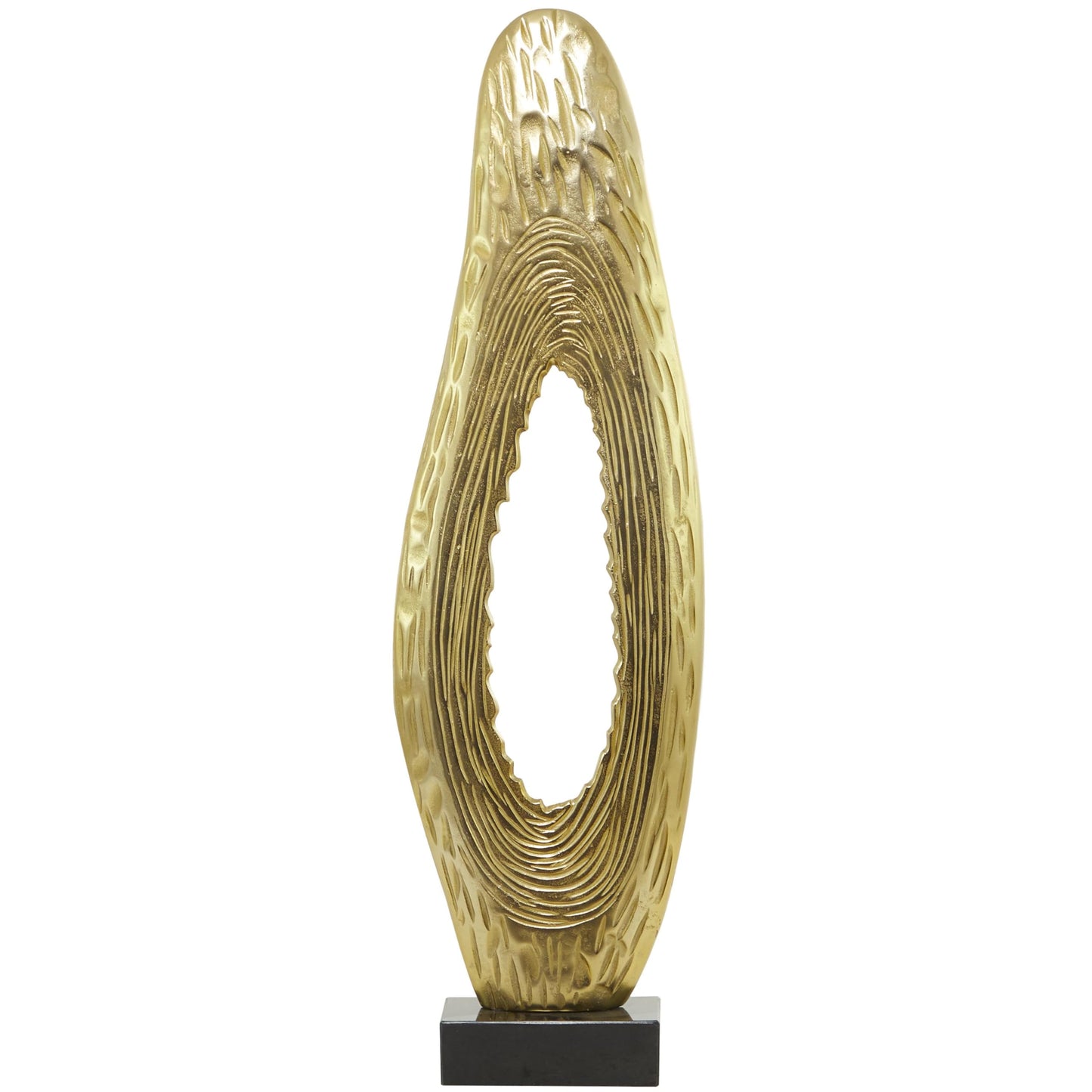 Deco 79 Aluminum Metal Abstract Decorative Sculpture Teardrop Home Decor Statue with Black Base, Accent Figurine 15" x 5" x 50", Gold