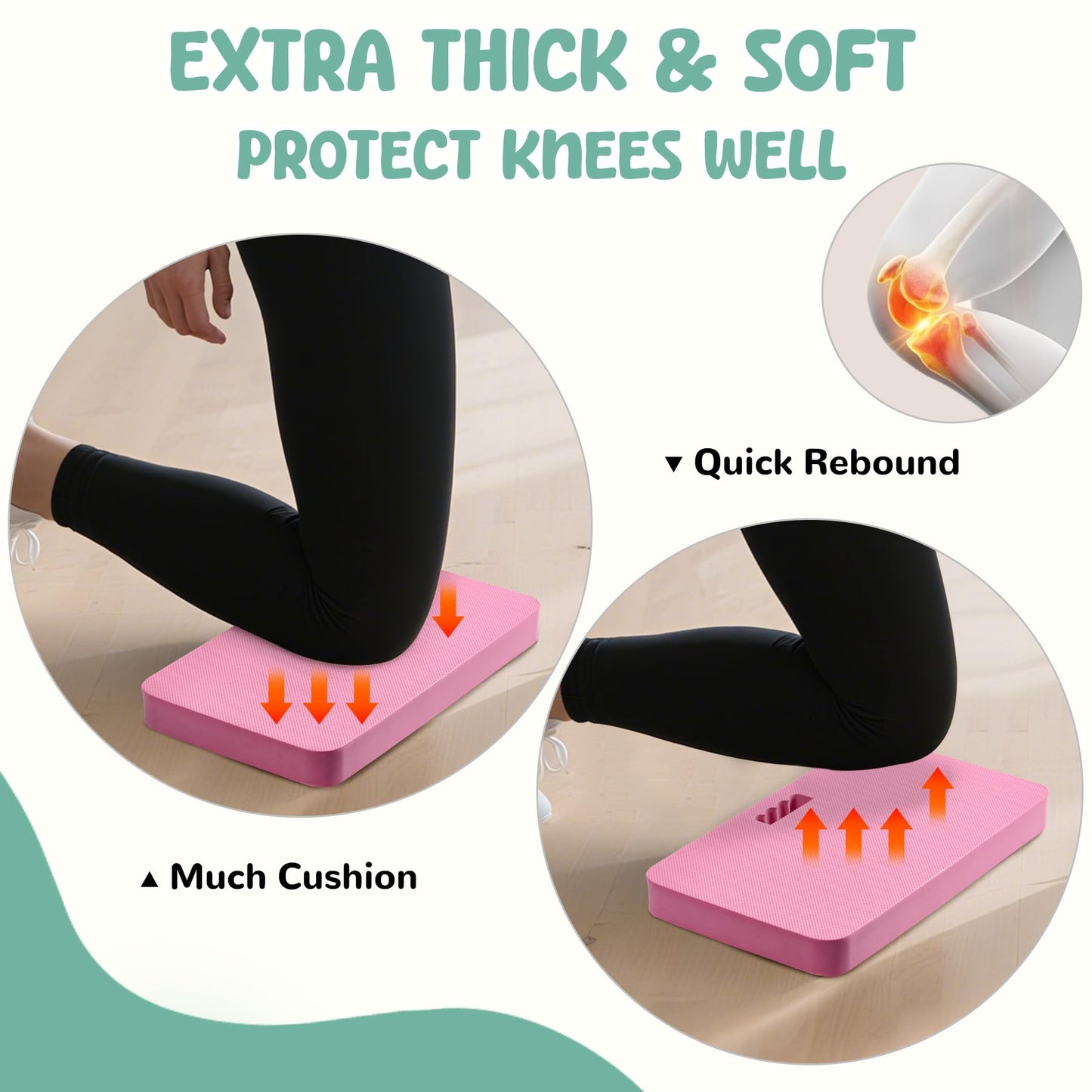 Baby Bath Kneeler, Extra Thick Kneeling Pad for Bathing Babies, Soft Foam Cushioning for Knee, 1.5" Thick Non-Slip, Fast-Drying,Gardening, Bathing Baby, Workout Supplies-Pink