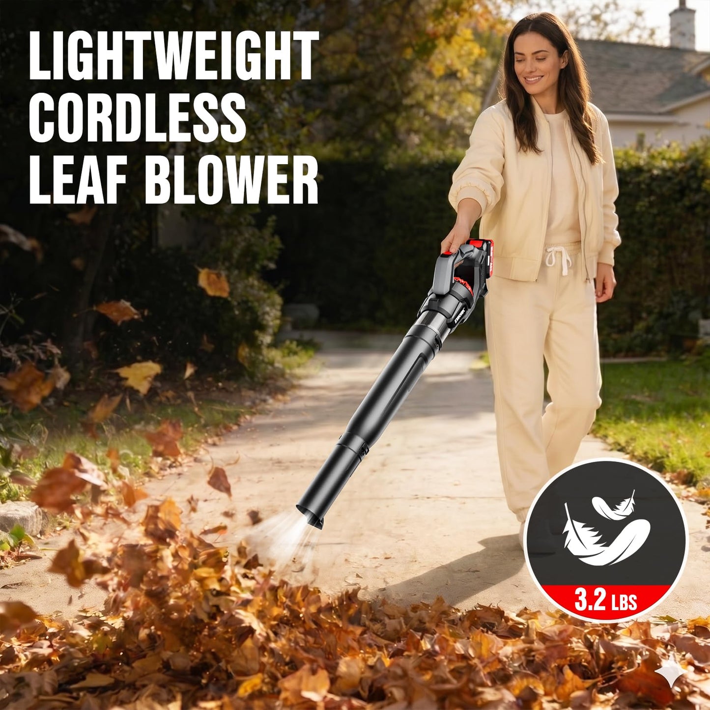 EWORK Cordless Leaf Blower 20V, 550 CFM 3-Speed Electric Handheld Blower, 2 Pack 2.0Ah Batteries & Charger Included for Lawn, Patio, Garden & Sidewalk Cleaning