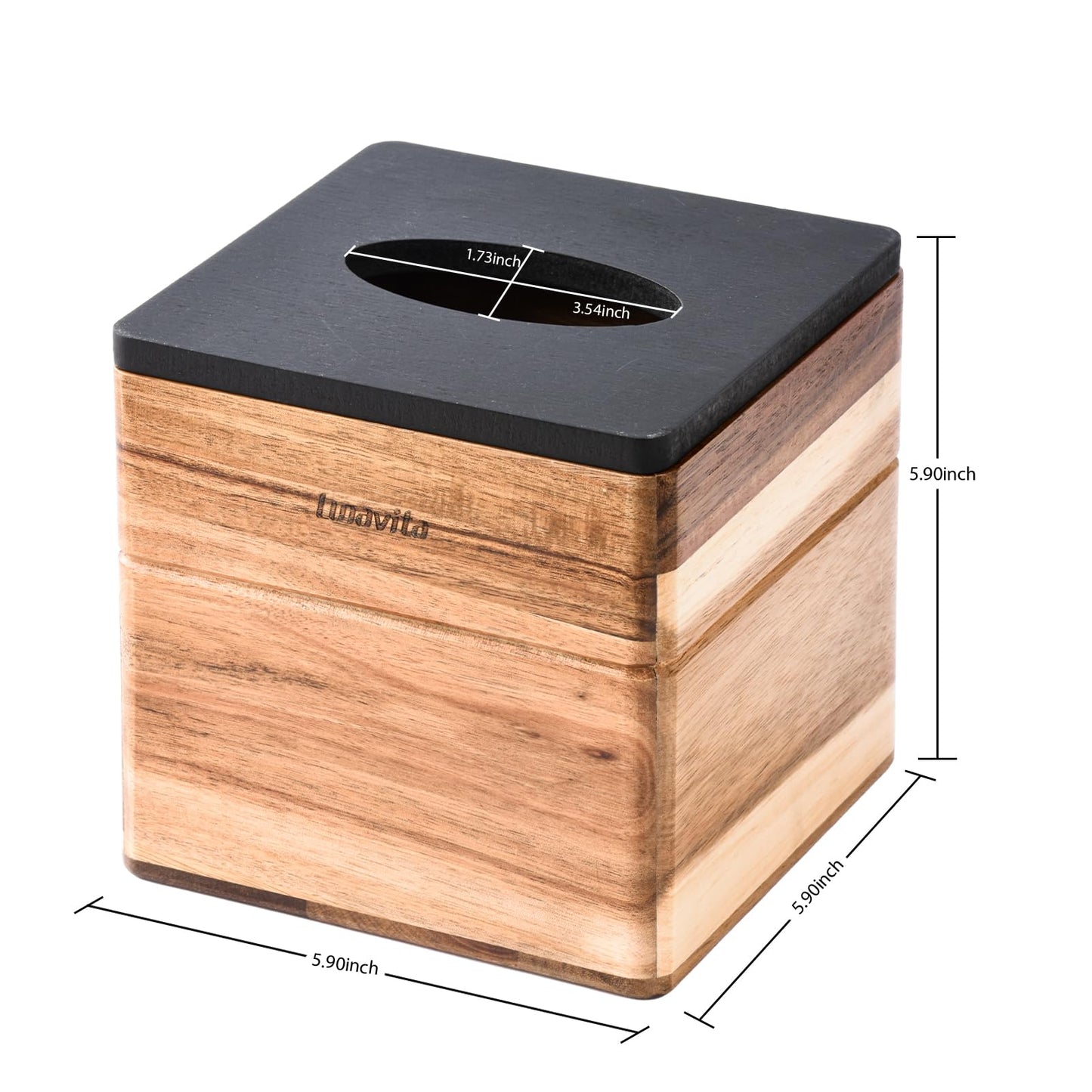 Tissue Box Cover Square, Acacia Wood Tissue Box Holder for Bathroom Bedroom Dinner Table Office, Modern Farmhouse Style Cube Tissue Box