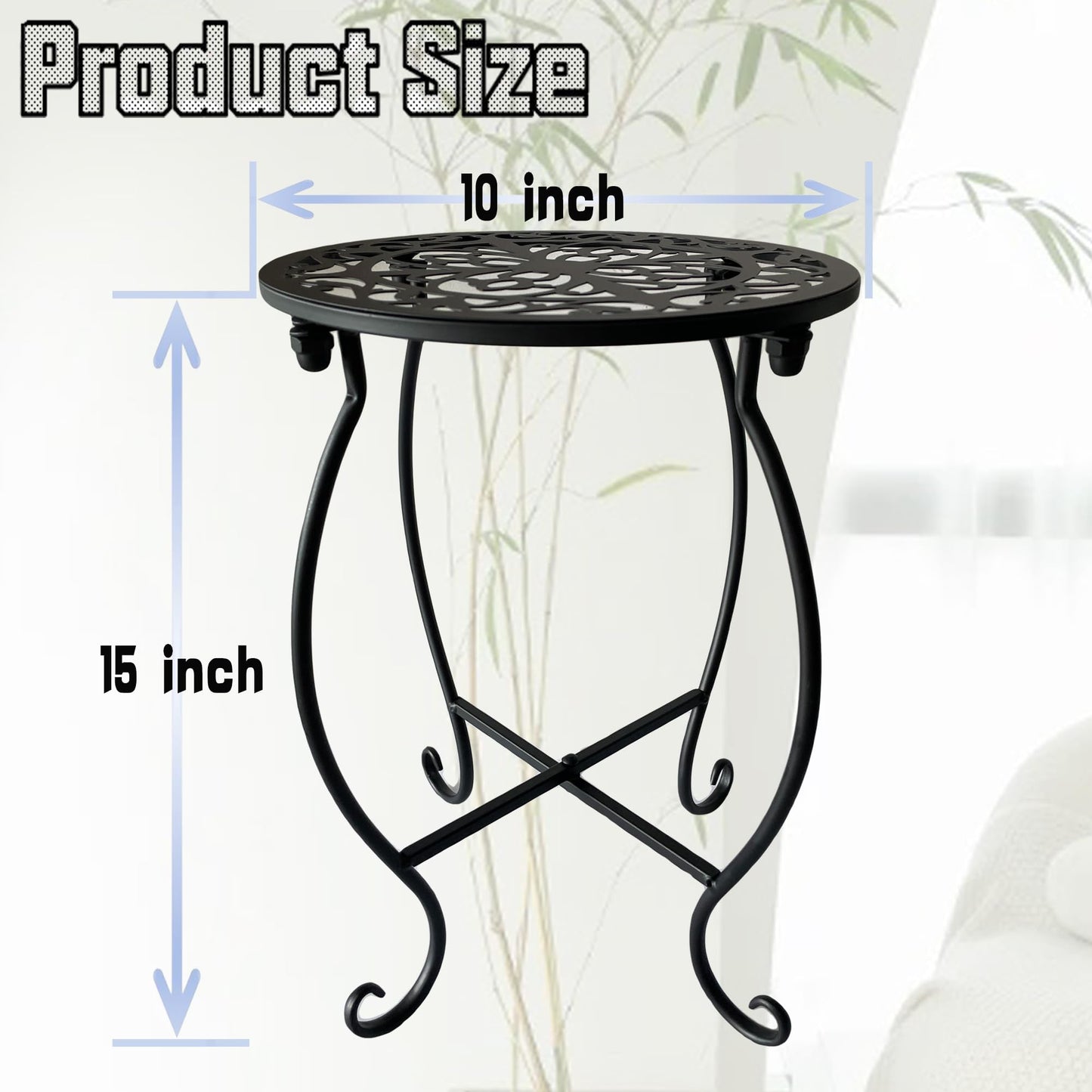EKINIYAR Plant Stand Indoor Outdoor, 15" Tall Flower Pot Stand, Round Metal Corner Plant Stand for Flower Pot, Rustproof Flower Plant Rack Holder for Home, Garden, Patio, Plant Lovers 1 Count