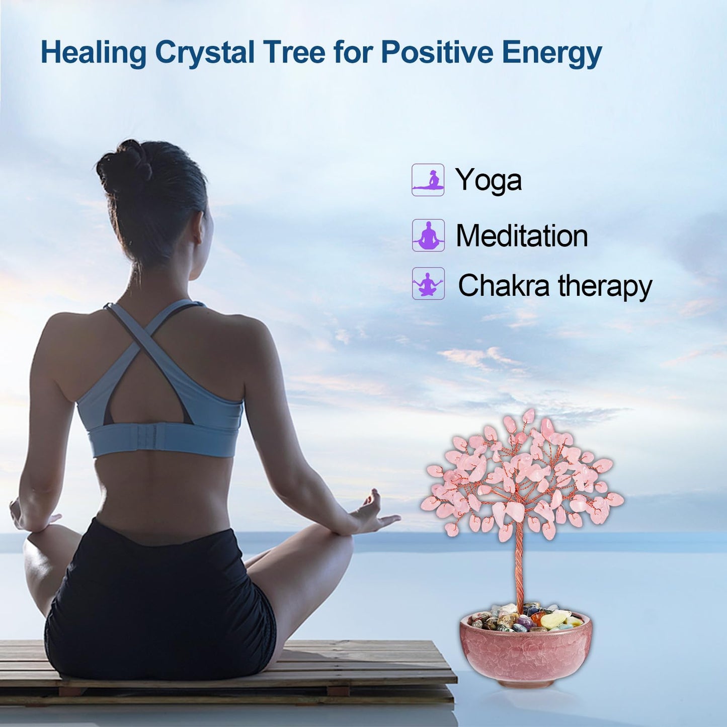 Handcrafted Rose Quartz Abundance Tree with Ceramic Base,5 Inch Natural Crystal Feng Shui Bonsai for Prosperity,Harmony & Energy Flow,Premium Healing Stone Decor for Home & Sacred Spaces