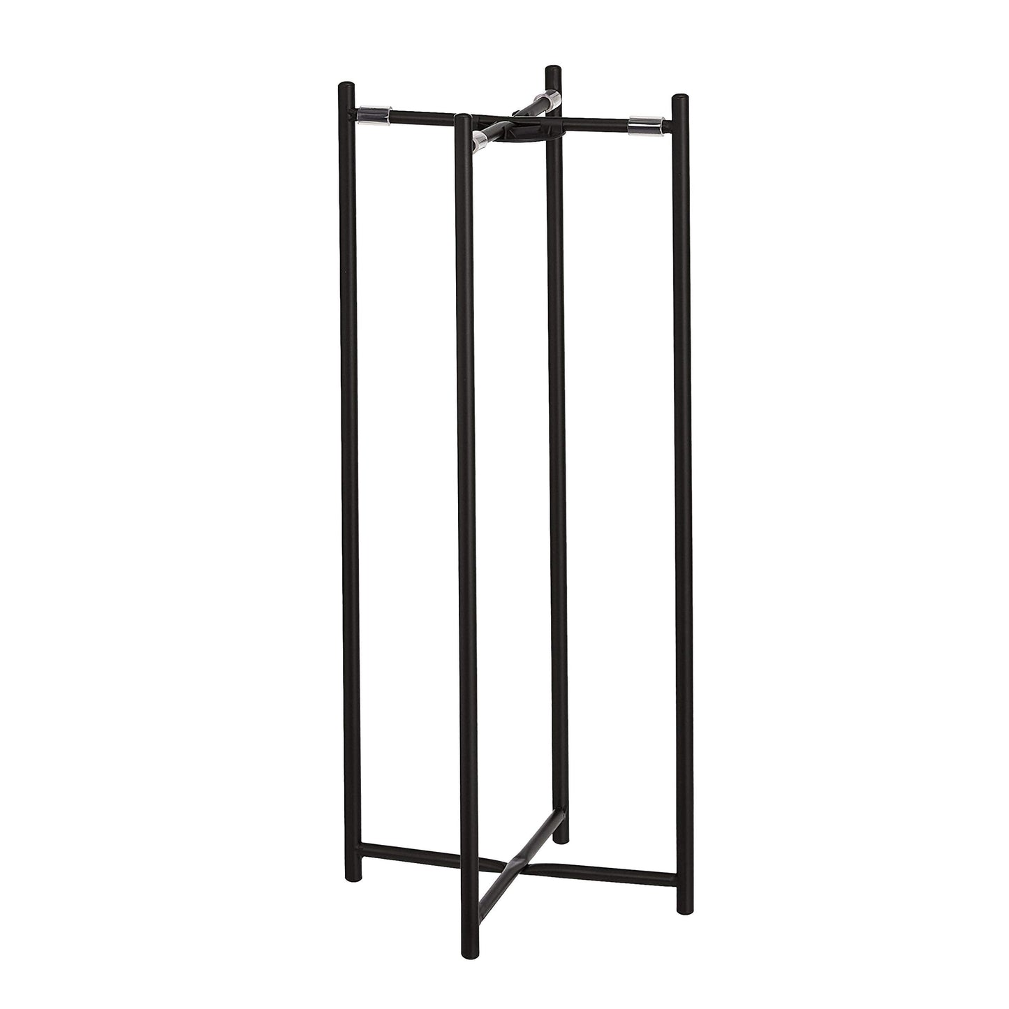 Amazon Basics Two-Tier Indoor Outdoor Metal Round Plant Stand for Multiple Plants, Rustproof Flower Holder with Plant Shelf, Black