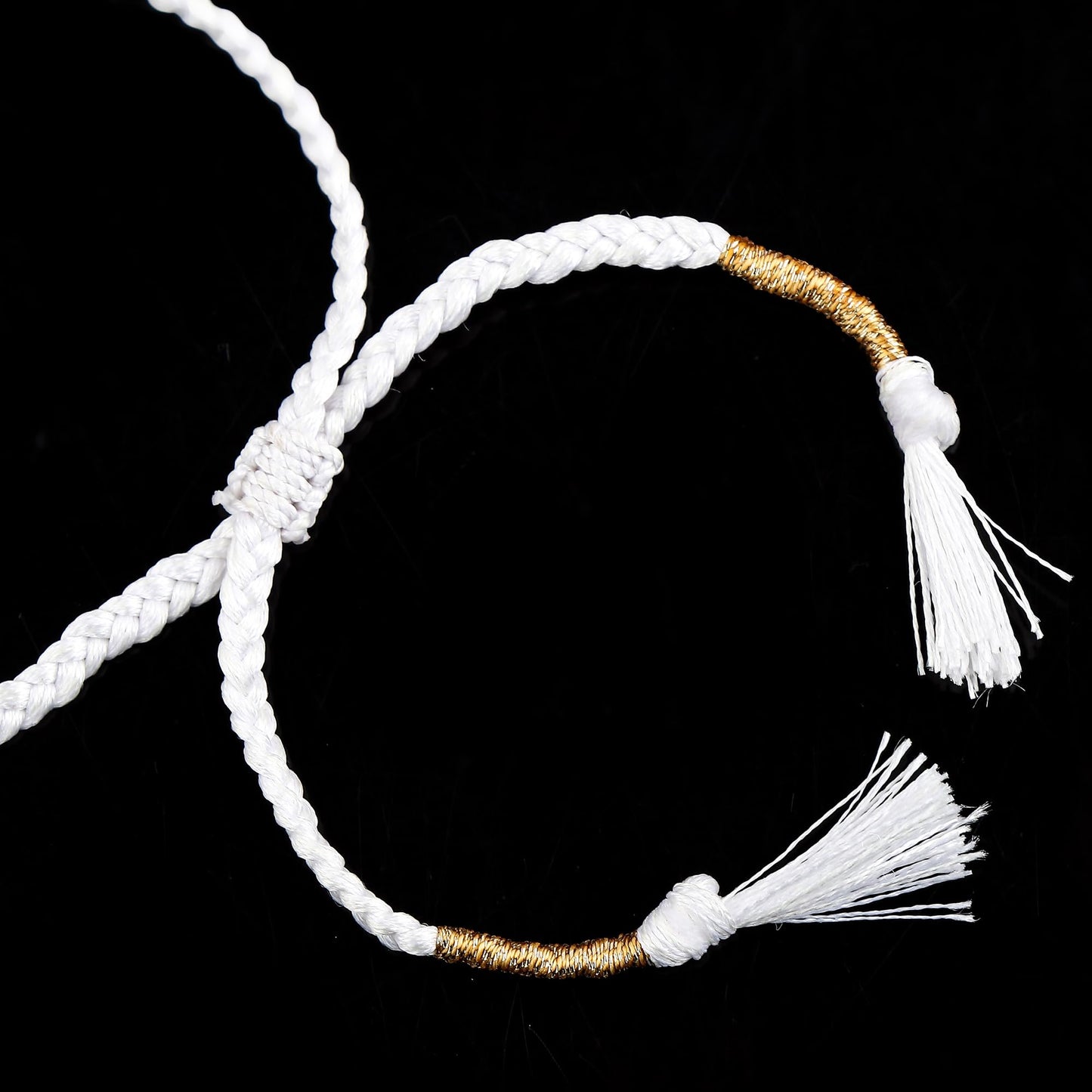 GEMSYMPHONY White Topaz Gemstone Beads Braided Bracelet – 3.5mm Natural Stone Beads, Handmade Adjustable Braided Rope Bracelet, Healing Crystal Jewelry for Men & Women, Unisex Boho Gift (White Topaz)