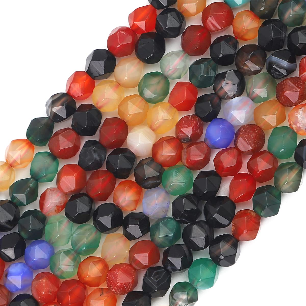 BEADIA Faceted Natural Colorful Agate Stone Round Beads 8mm 36cm/Strand for Jewelry Making