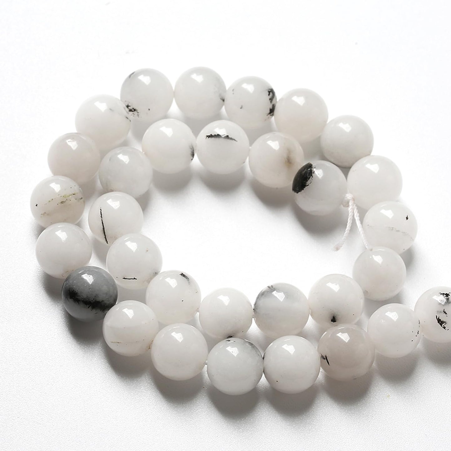 45pcs 8mm Natural Black Rutilated Quartz Crystal Jade Stone Beads for Jewelry Making Energy Healing Power Stone Beads DIY Bracelet Necklace Accessories 15" (8mm, Black Rutilated Quartz Jade)
