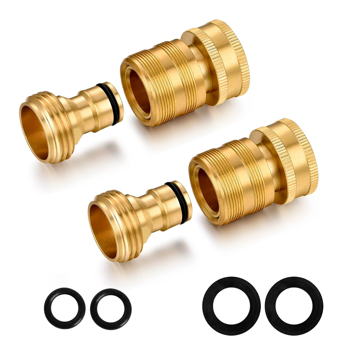 SIGURANTA Garden Hose Quick Connect Solid Brass 3/4 inch GHT Internal Thread Quick Connect Fittings Famale Quick Connector 2 Set