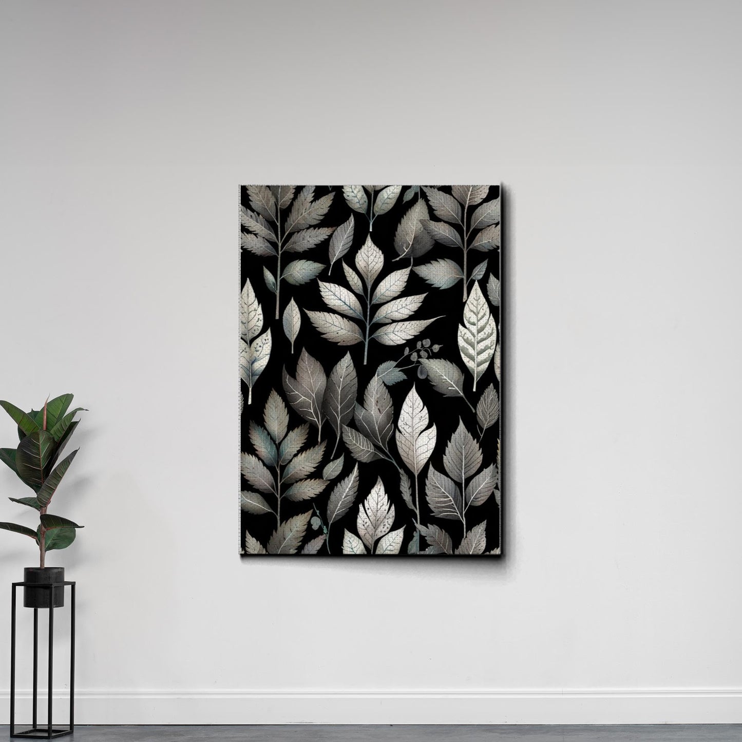 Canvas Print Scandinavian Folk Art Black and Beige Abstract Botanical Wall Art for Scandinavian Home Decor Decor Canvas, Wall
