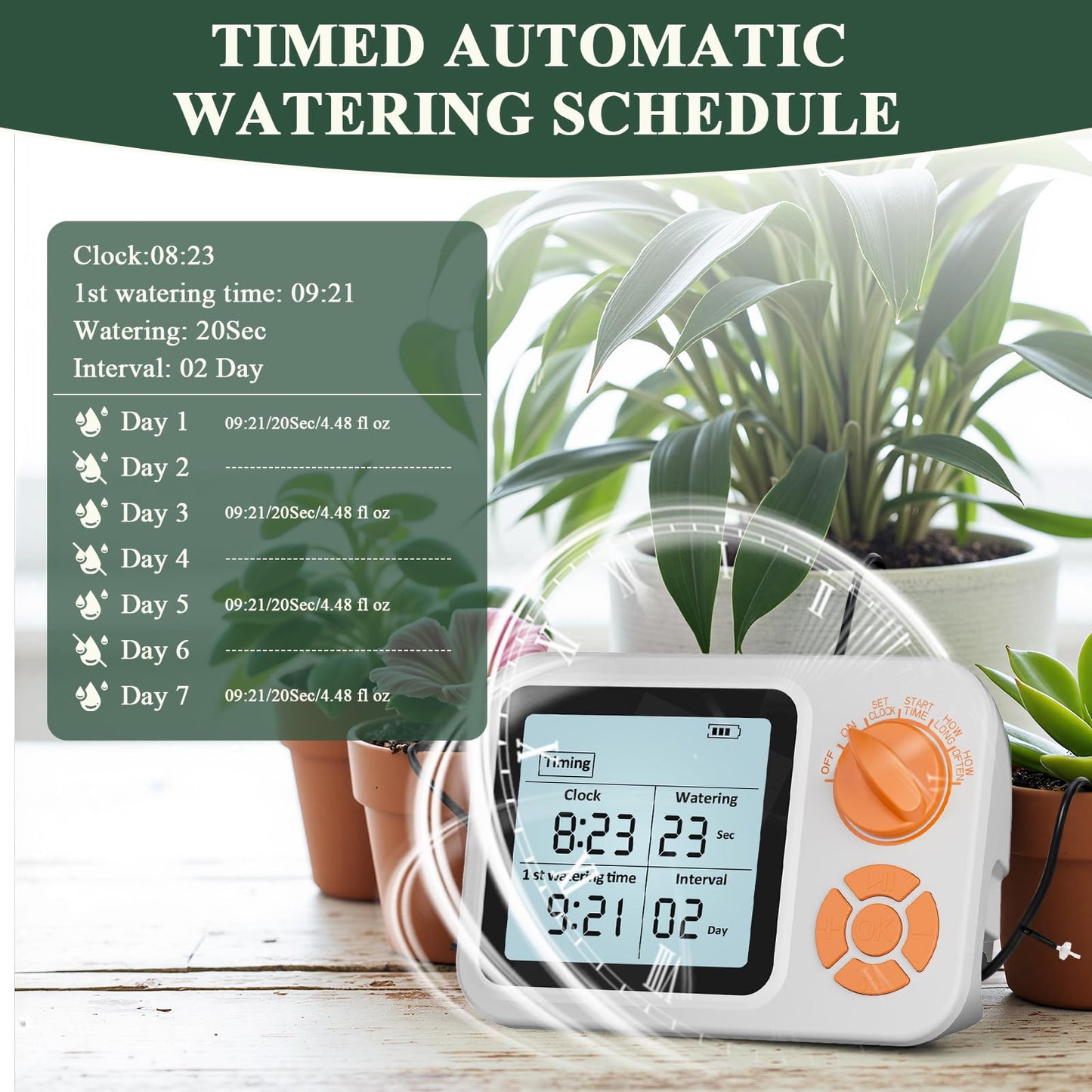 MJIAIDEA Automatic Watering System for Potted Plants, Indoor Auto Plant Waterer with Programmable Timer, Soil Moisture Sensor self Watering Device for 15 Plants, Ideal for Travel, Vacation, Away