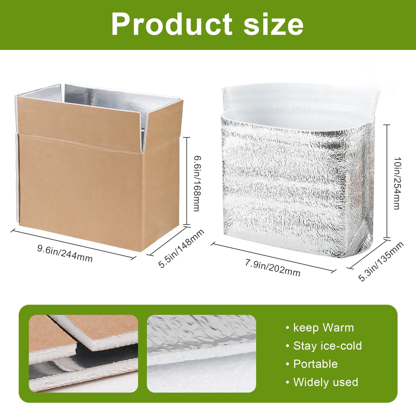 Acrridi 6 Pack Heavy Duty Insulated Shipping Boxes with Foil Liners, 9.4''x5.5''x6.9'' Small Cooler Box for Food Delivery, Reusable Thermal Mailing Kit for Perishable Goods, Vegetables, Meat, Cheese