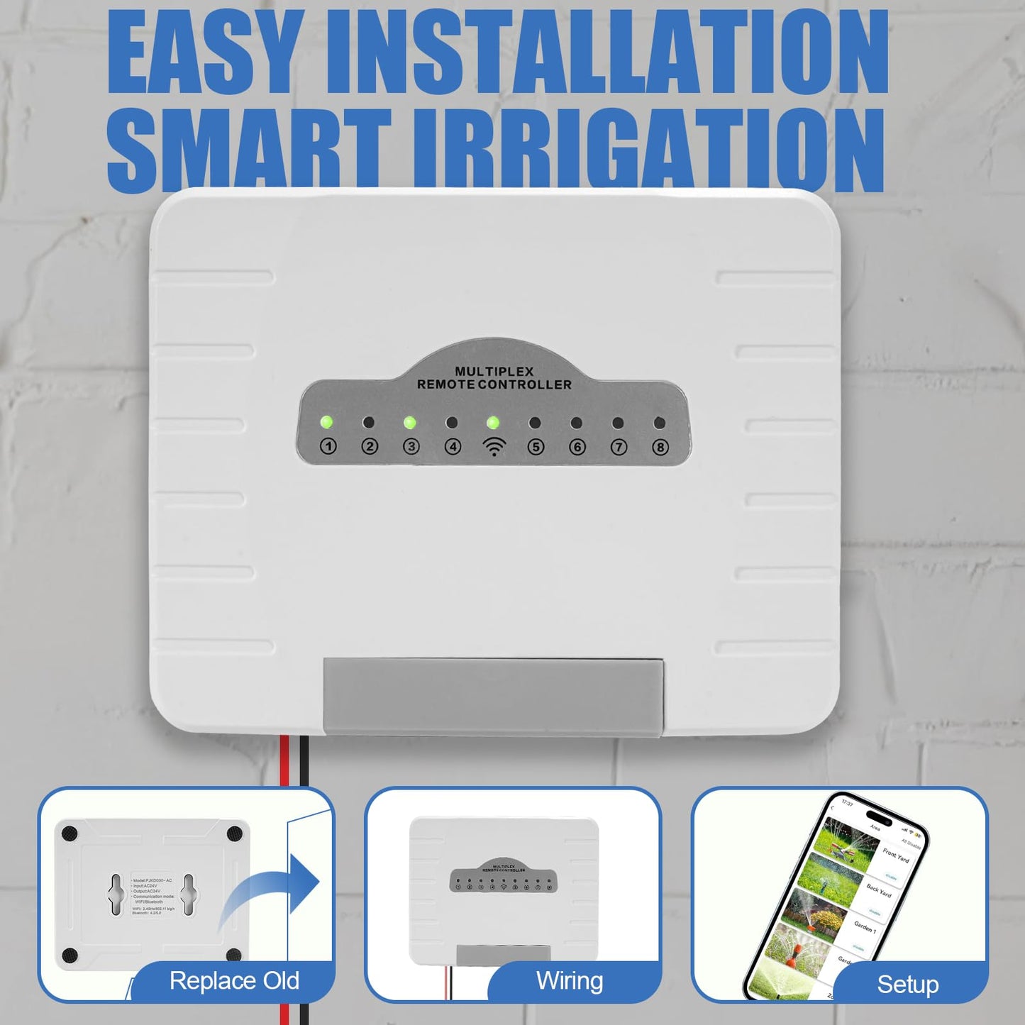 HRepair 8-Zone WiFi Smart Sprinkler Controller,Garden & Yard Smart Sprinkler Controller,Weather Intelligence,Customized Watering Schedules,App Enabled,Real-time Monitoring