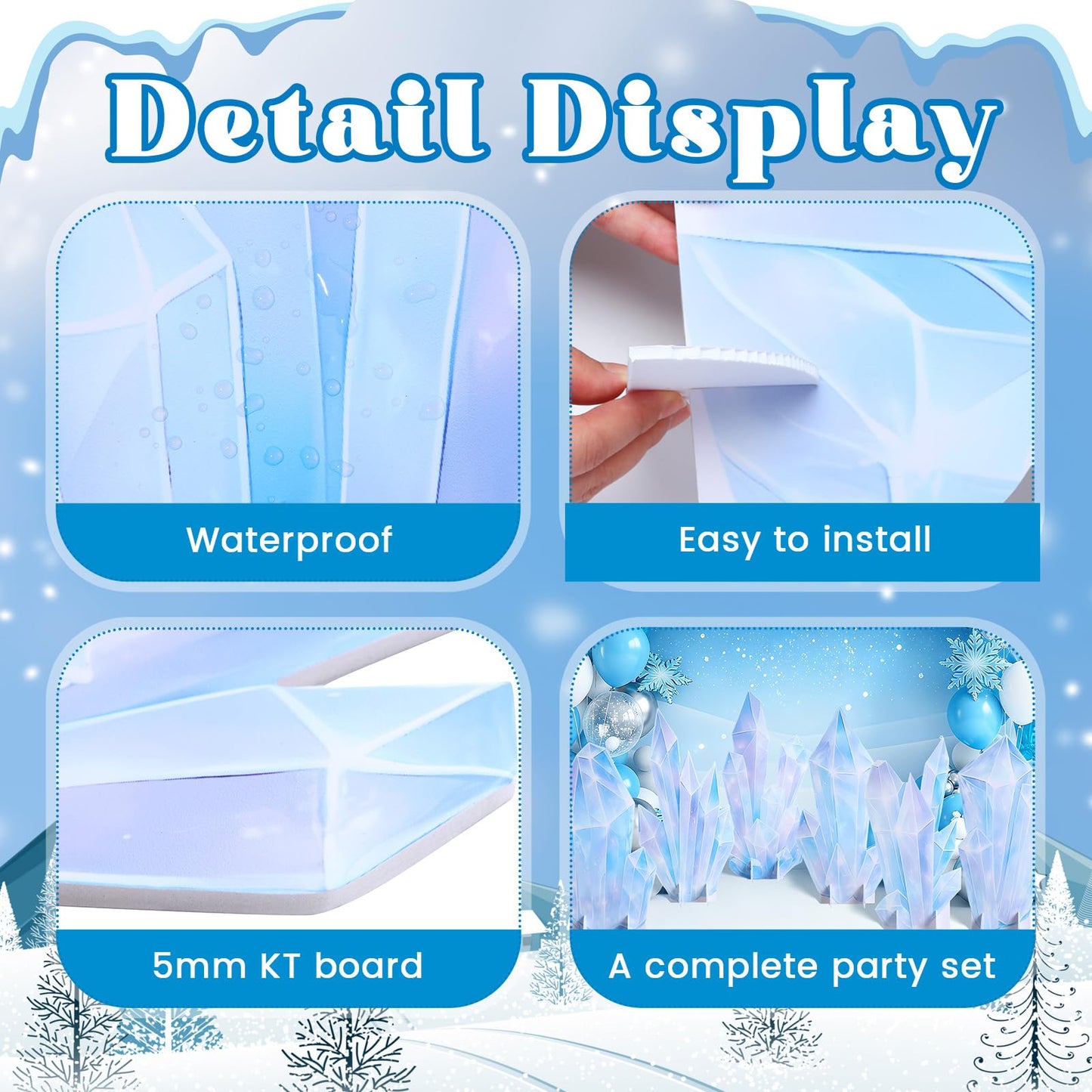 Novabright 6 Pcs Icicle Style Standees Standup Cutout Backdrop Photo Props Theme Party Decorations for Birthday Party Supplies Baby Shower Classroom Halloween Decor(White)