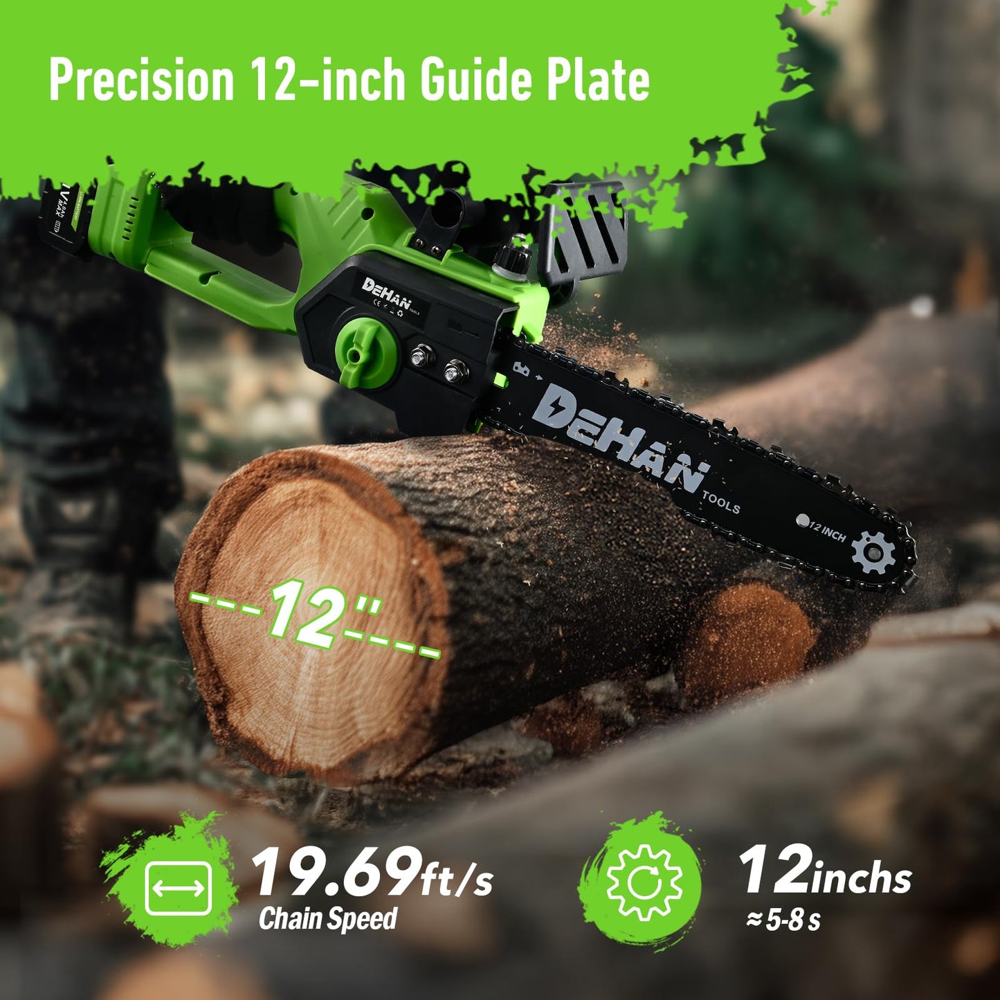 DEHANTOOLS 12 Inch Brushless Battery Chainsaw Cordless Mini Chain Saw with 2x4.0A Batteries and 3 Chains, Battery Powered Handheld Chainsaw for Tree Trimming Electric Tree Trimmer for Men