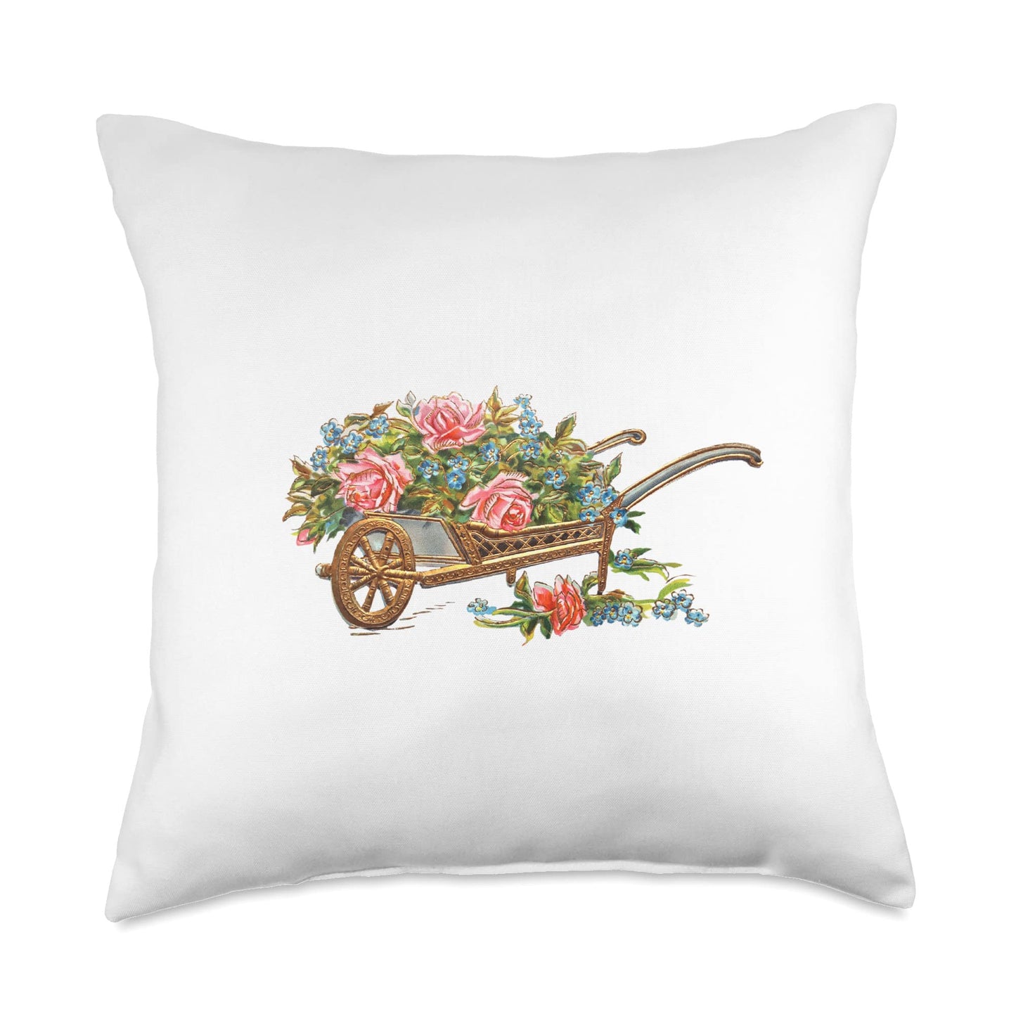 Floral Wheelbarrow Throw Pillow