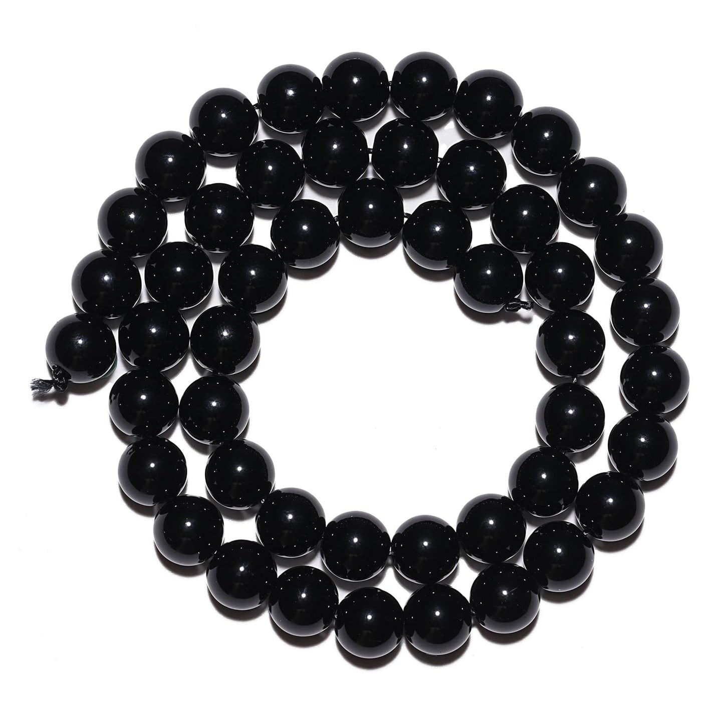 8mm Natural Black Onyx Agate Gemstone Beads Polished Round Smooth Stone Beads for Bracelets Jewelry Making 15inch Loose Beads