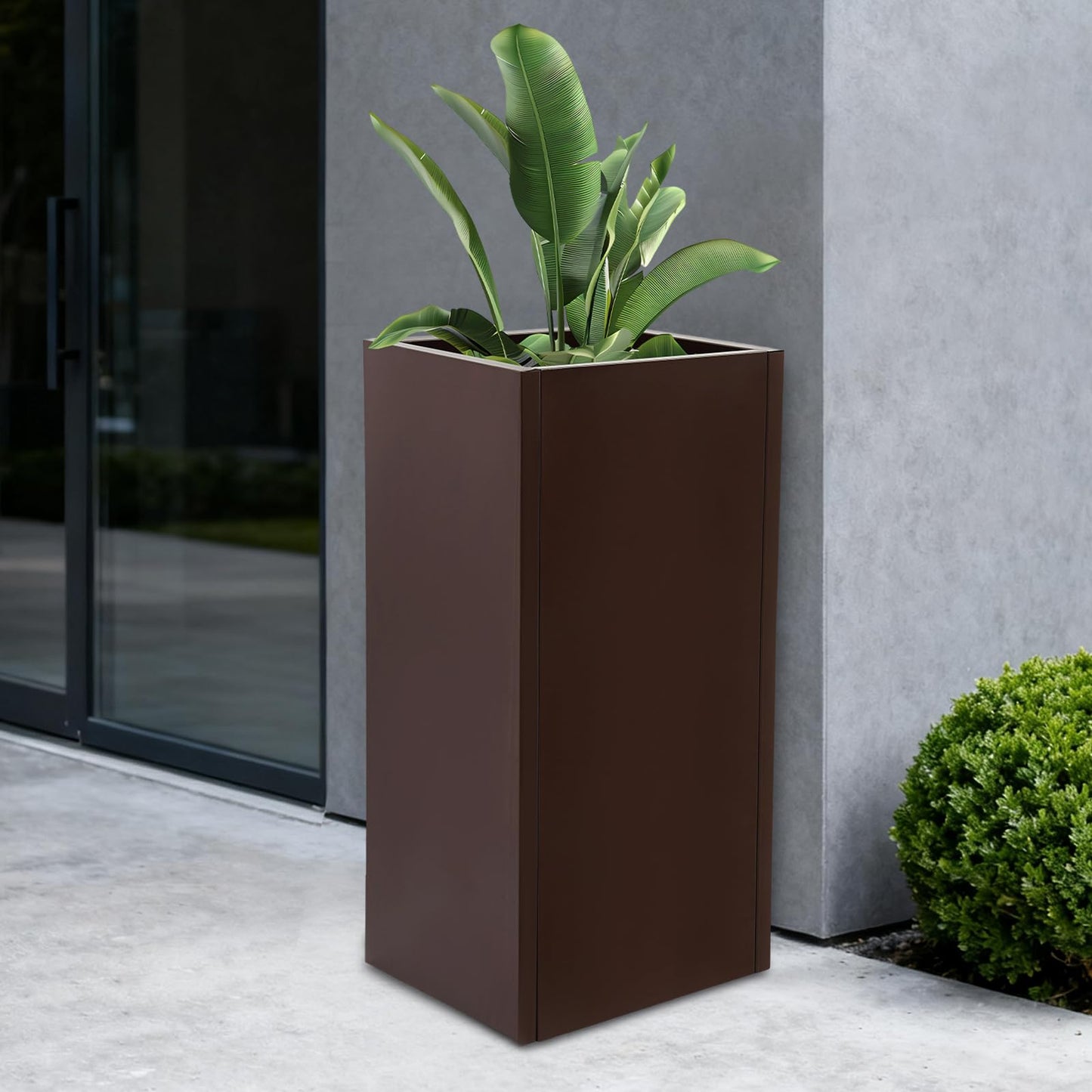 Tapischion Galvanized Steel Planter Box, 16x16x30 Inch Large Modern Rectangular Garden Pot for Outdoor, Rust-Resistant Elevated Flower Box for Patio, Deck, Balcony Decor