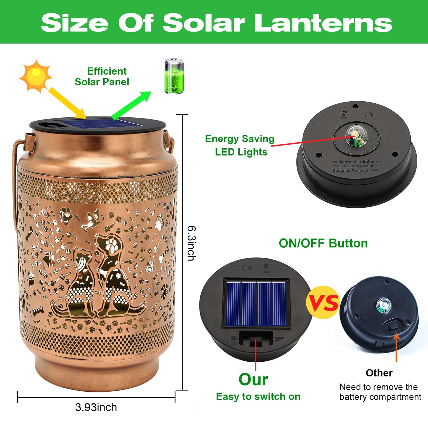 Dog Solar Lanterns Outdoor Waterproof Garden Decor, Dog Gifts for Mothers Day Women Mom Grandma Birthday, Metal Sunflower Hanging Solar Lights for Outside Yard Patio Pathway Backyard Porch