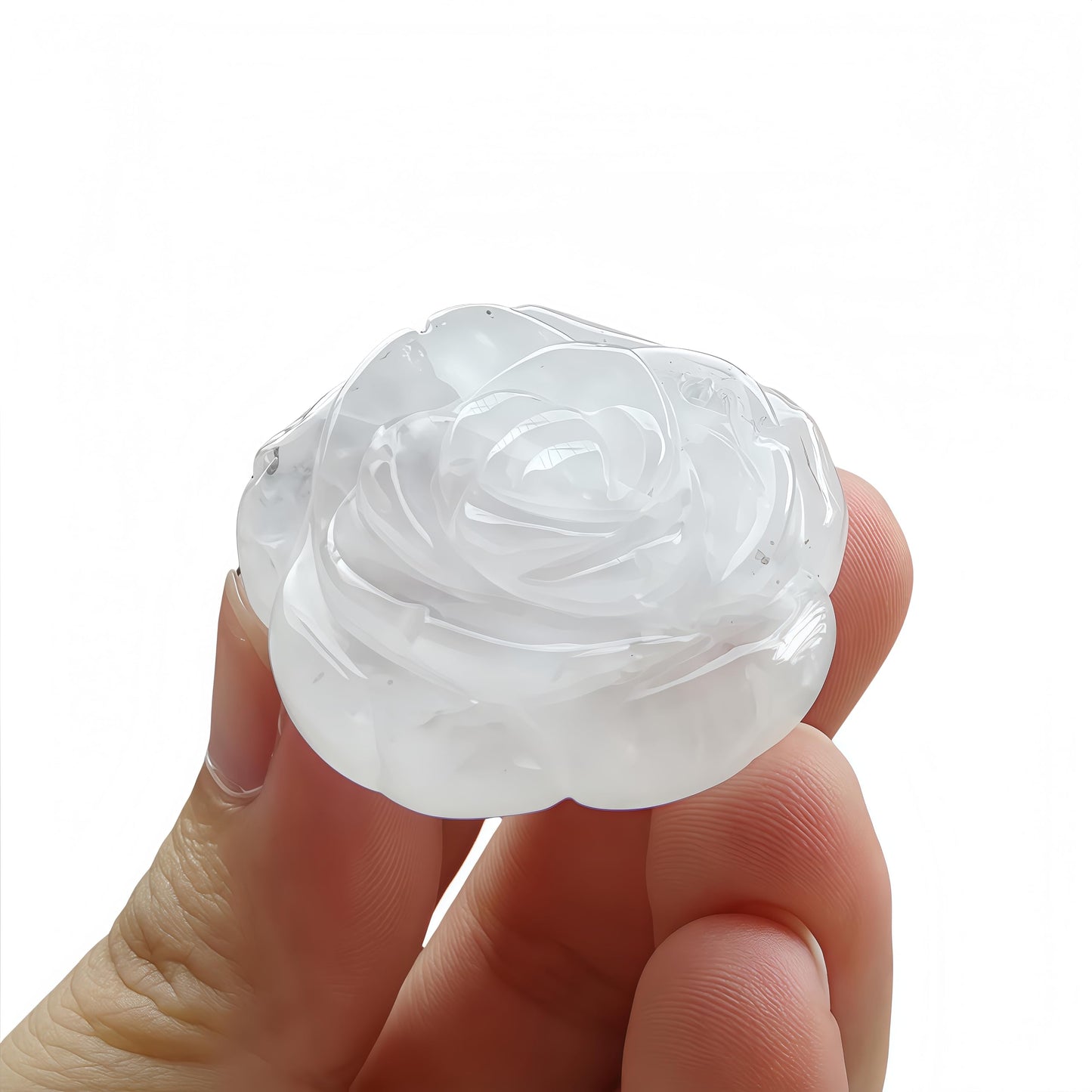 Sunshcat Natural Rock Quartz Crystal Rose Pendant,Three Dimensional Carved Healing Meditation Jewelry Crystals and Healing Stone Figurine,Suitable for DIY Jewelry Making and Valentine's Day Gift