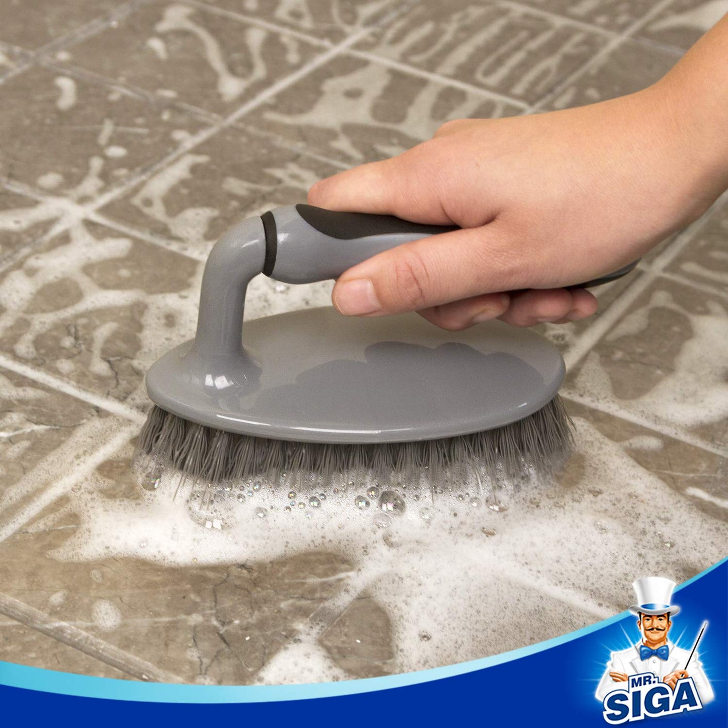 MR.SIGA Heavy Duty Scrub Brush with Comfortable Grip, Cleaning Brush for Bathroom, Shower, Sink, Floor, 2-Pack