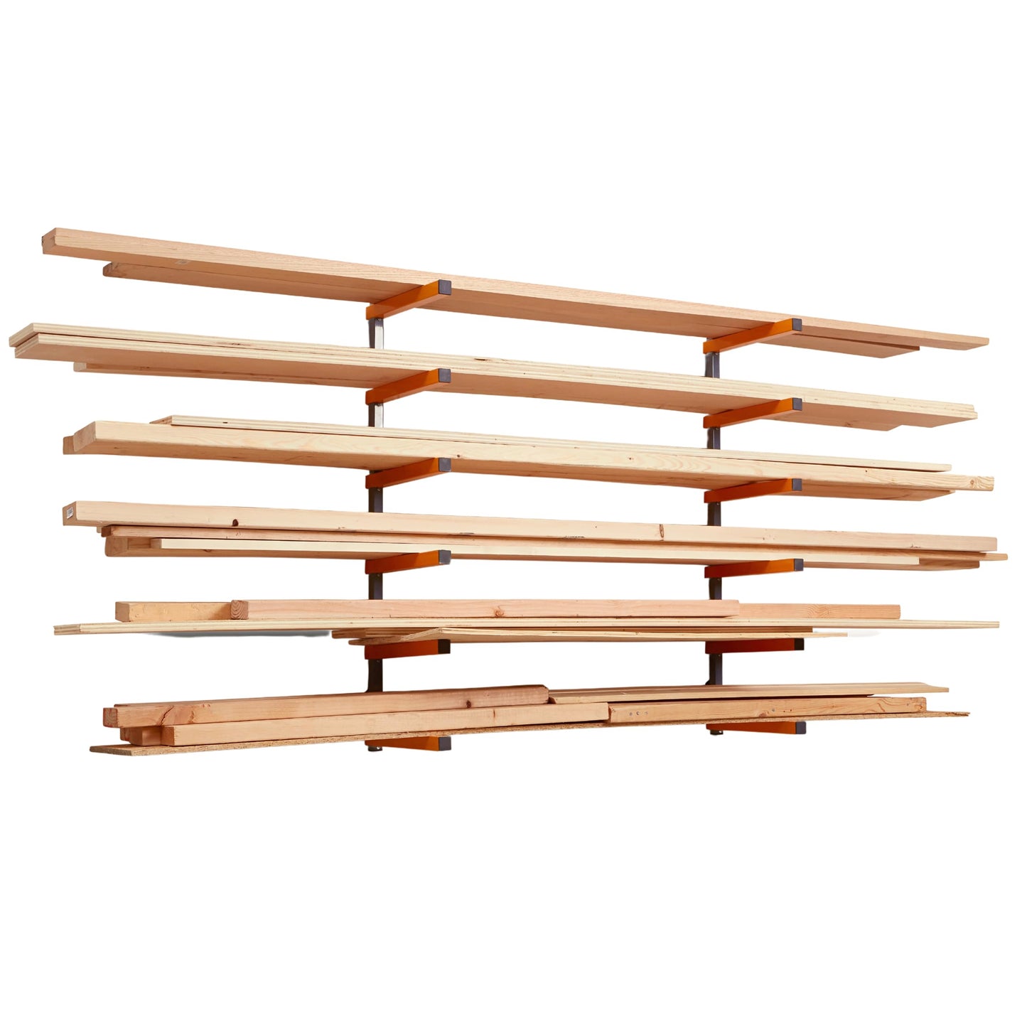 Bora Wood Organizer and Lumber Storage Rack with 6-Level Wall Storage Racks – Indoor and Outdoor Use, In Orange PBR-001