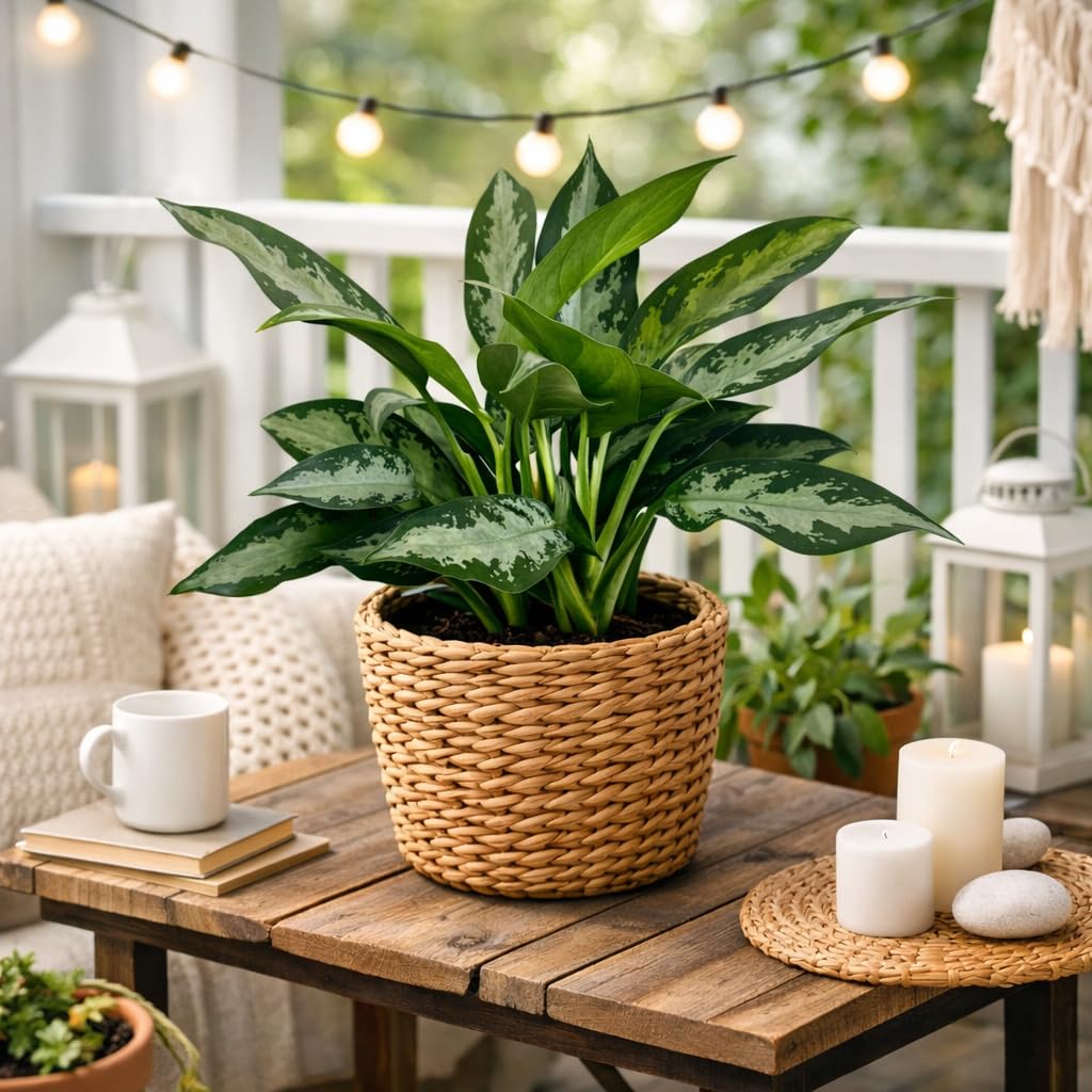 Aglaonema Silver Bay Live Indoor Plant in 6 Inch Pot, Chinese Evergreen Houseplant, Easy Care Low Light Tropical Plant for Home and Office