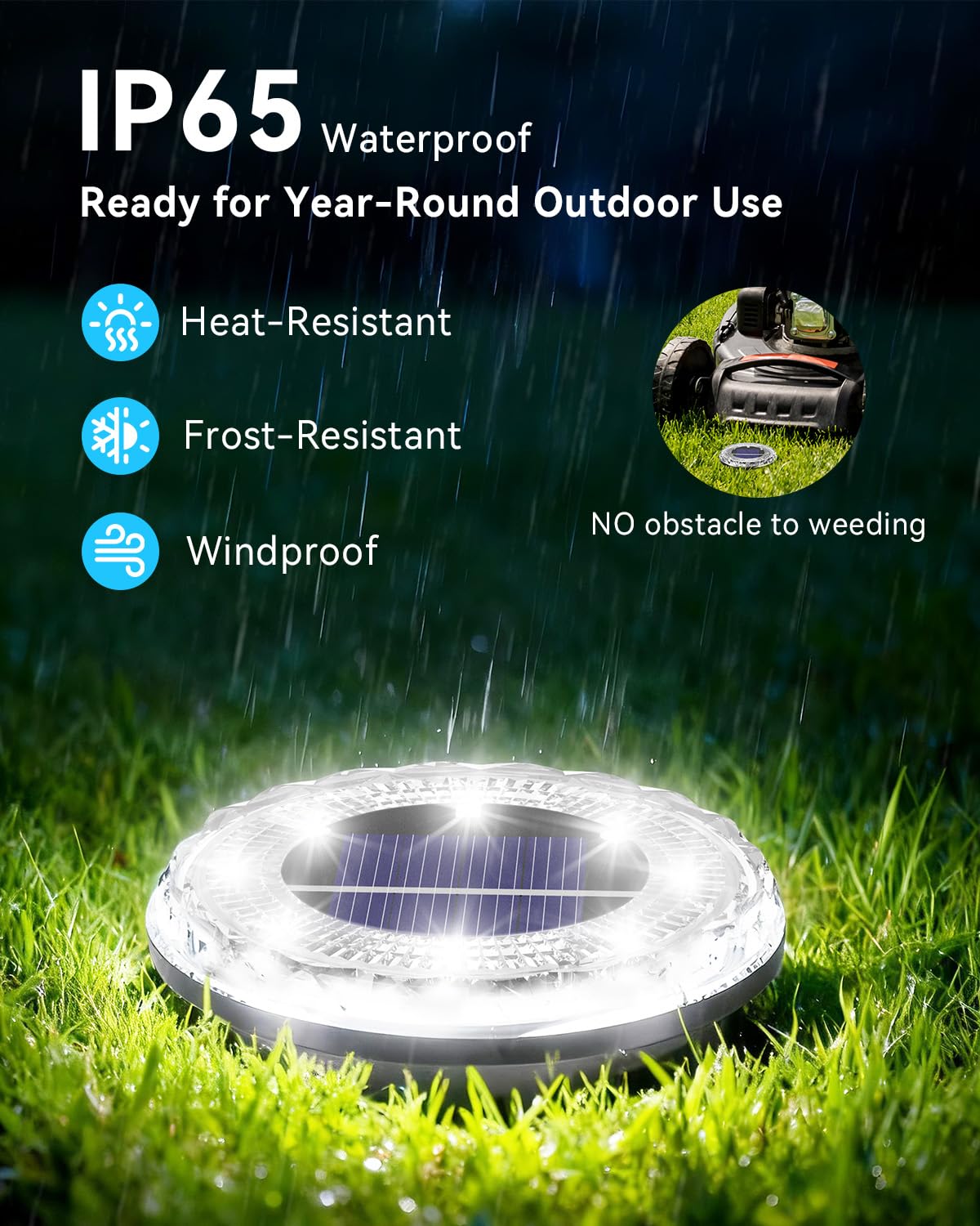 Krinzitt 12 Pack Mini Solar Powered Ground Lights, Bright LED Solar Lights Outdoor Waterproof for Landscape Decoration, Pathway Lighting for Garden Walkway Driveway（Cool White）