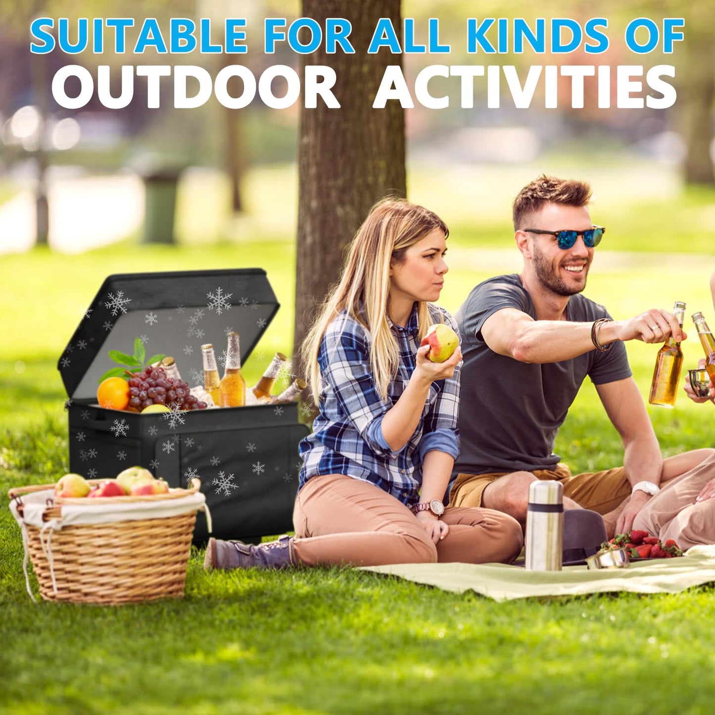 Cooler with Wheels and Handle, 50 Can Rolling Cooler, Portable Collapsible Soft Cooler with Wheels, Leakproof Insulated WheeledCooler for Beach, Camping, Patio Travel, Outdoor, Ball Fields